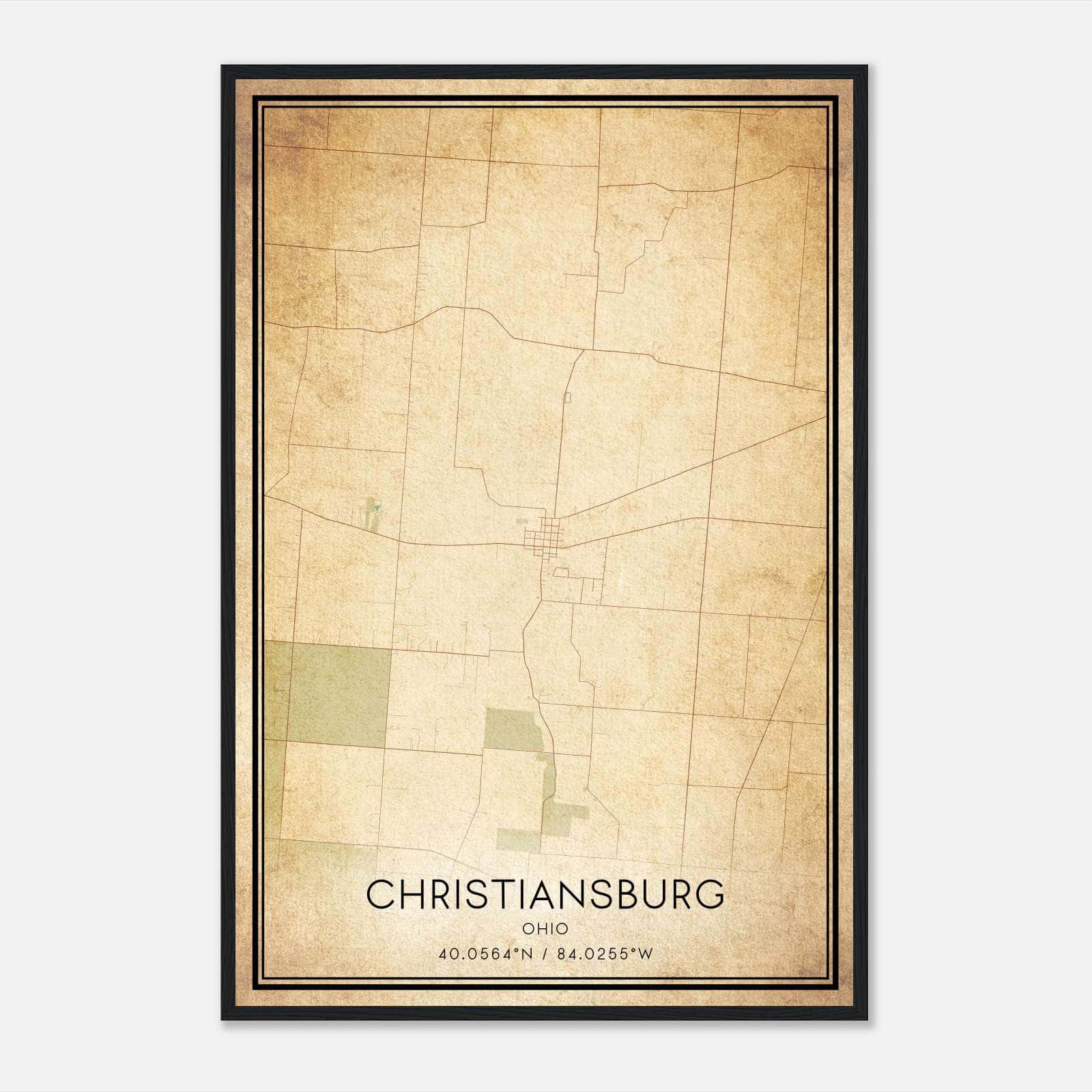 Vintage Christiansburg Ohio Map Poster, Christiansburg OH City Road Wall Art Print Vintage Christiansburg Ohio Map Poster, Christiansburg OH City Road Wall Art Print
