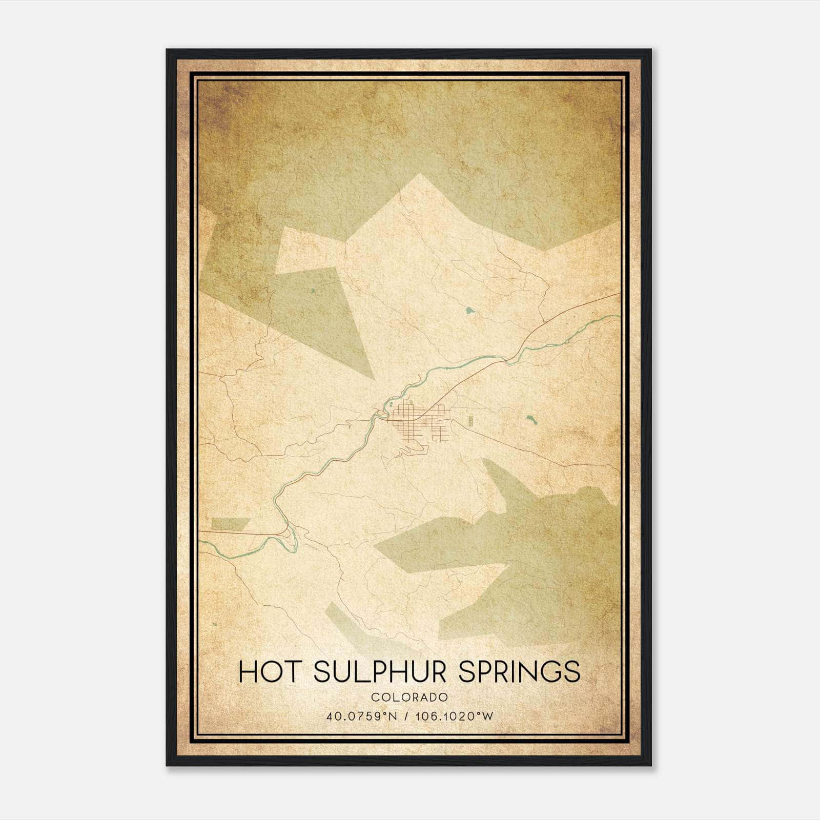 Vintage Hot Sulphur Springs Colorado Map Poster, Hot Sulphur Springs CO City Road Wall Art Print Vintage Hot Sulphur Springs Colorado Map Poster, Hot Sulphur Springs CO City Road Wall Art Print