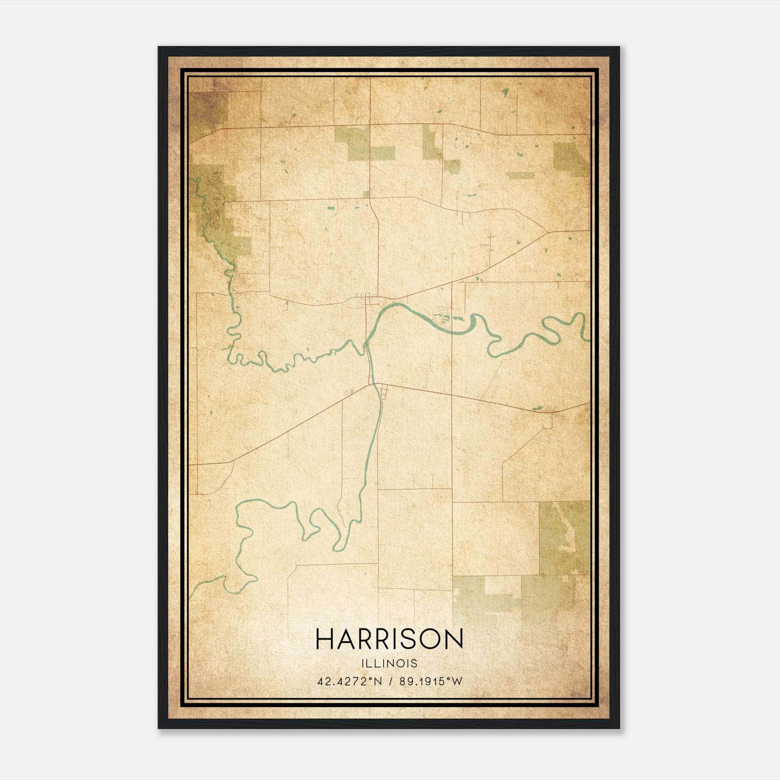 Vintage Harrison Illinois Map Poster, Harrison IL City Road Wall Art Print Vintage Harrison Illinois Map Poster, Harrison IL City Road Wall Art Print