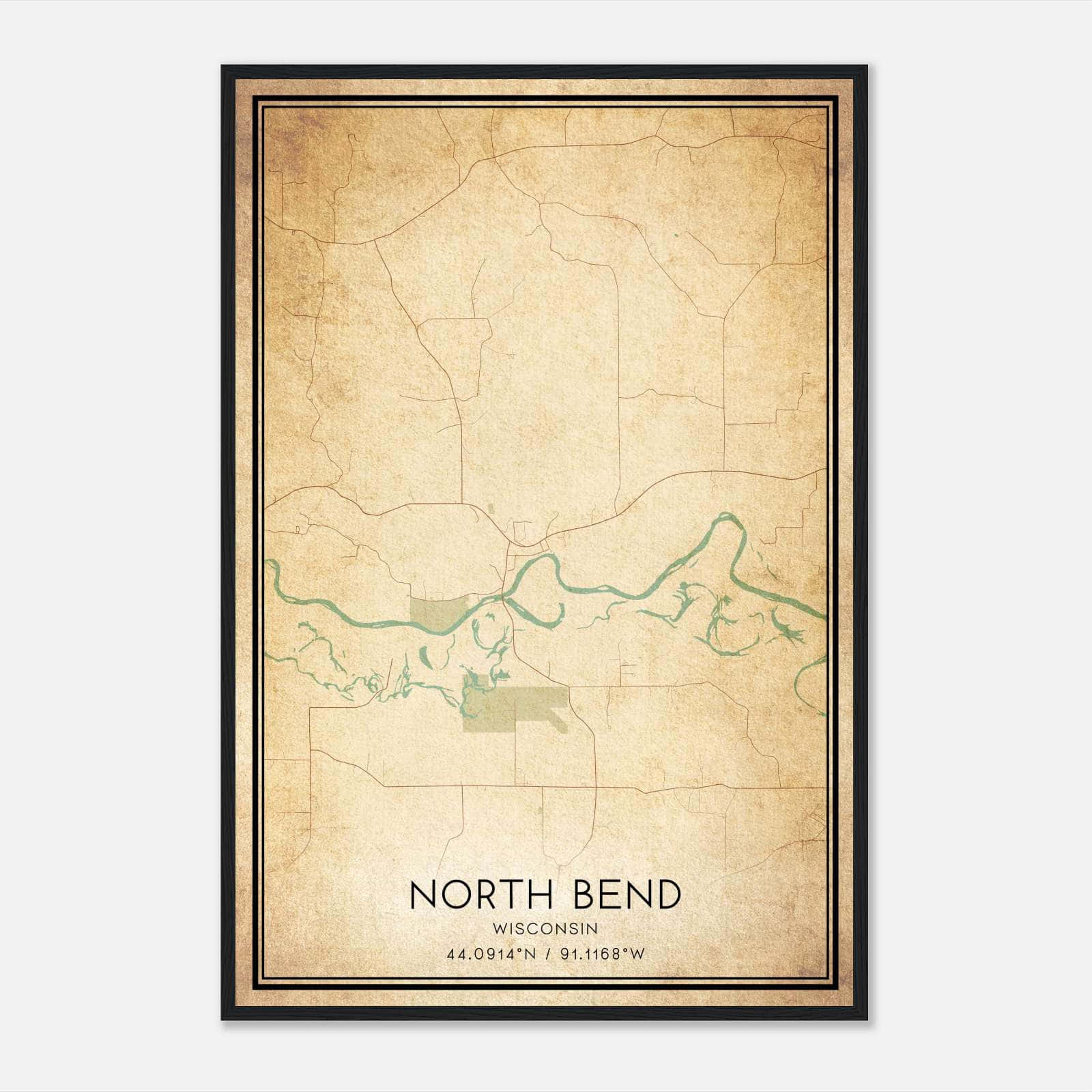 Vintage North Bend Wisconsin Map Poster, North Bend WI City Road Wall Art Print Vintage North Bend Wisconsin Map Poster, North Bend WI City Road Wall Art Print