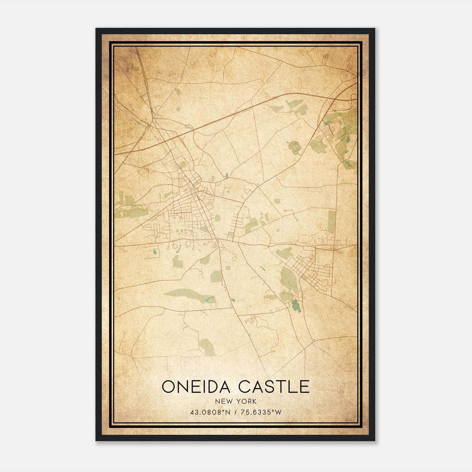 Vintage Oneida Castle New York Map Poster, Oneida Castle NY City Road Wall Art Print Vintage Oneida Castle New York Map Poster, Oneida Castle NY City Road Wall Art Print