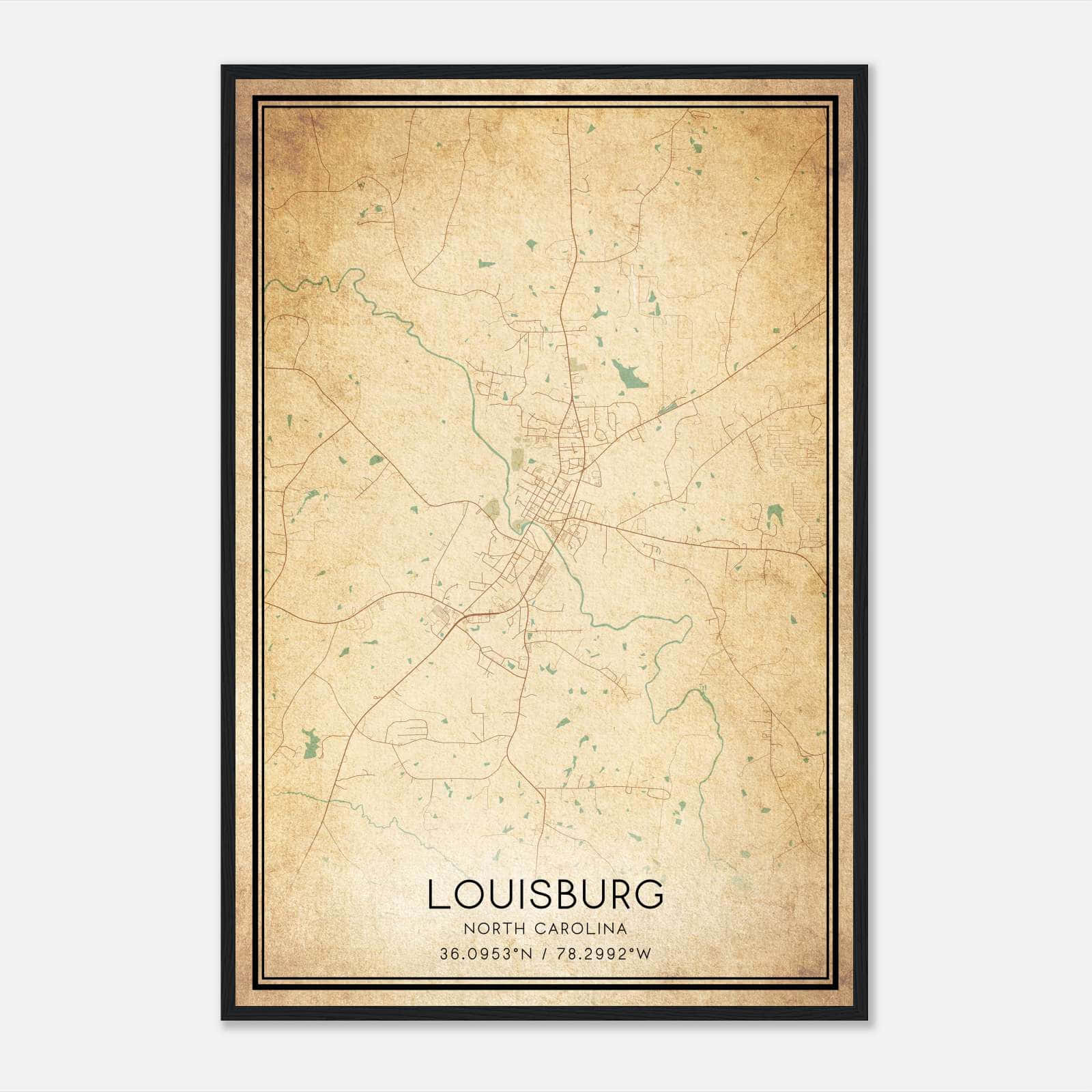 Vintage Louisburg North Carolina Map Poster, Louisburg NC City Road Wall Art Print Vintage Louisburg North Carolina Map Poster, Louisburg NC City Road Wall Art Print