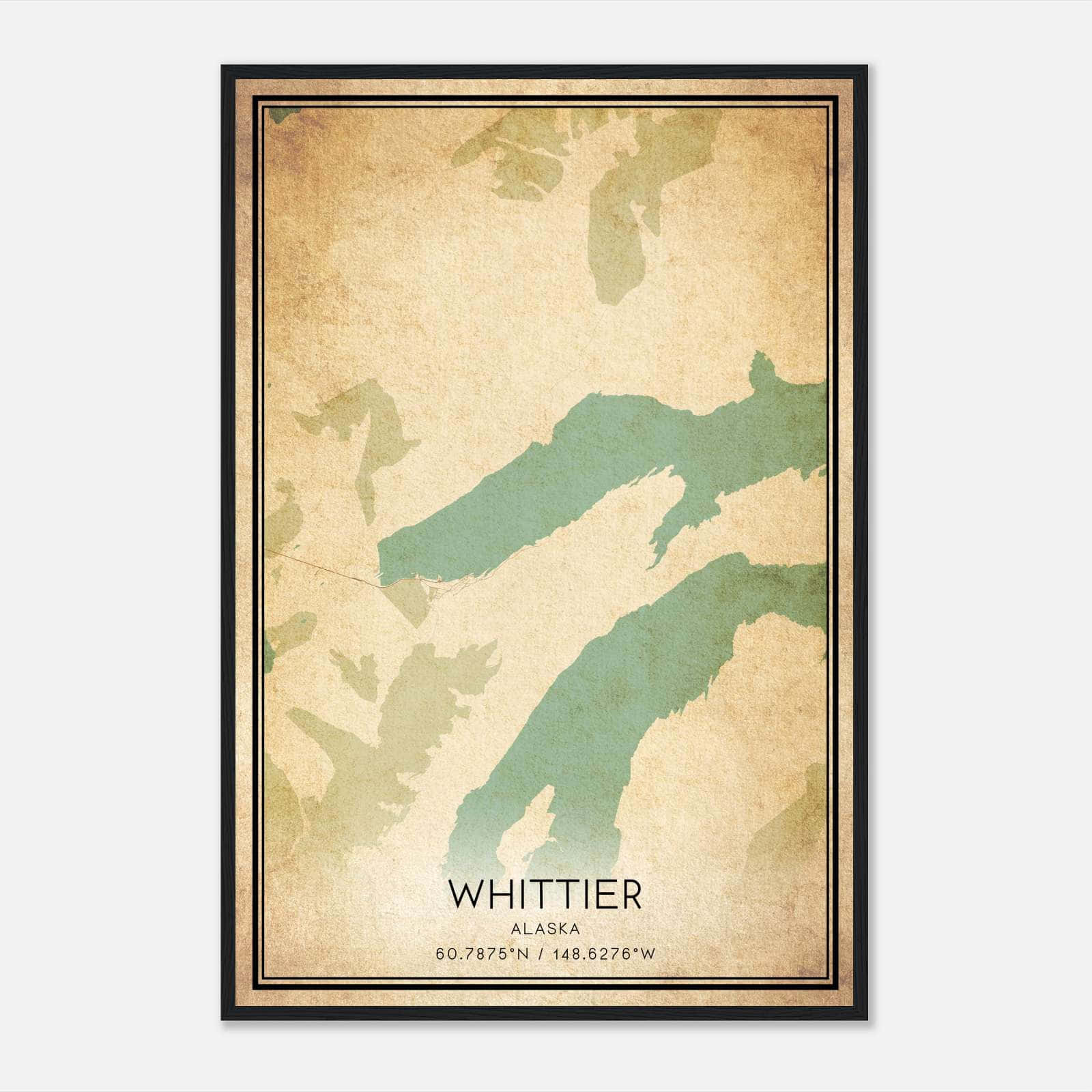 Vintage Whittier Alaska Map Poster, Whittier AK City Road Wall Art Print Vintage Whittier Alaska Map Poster, Whittier AK City Road Wall Art Print