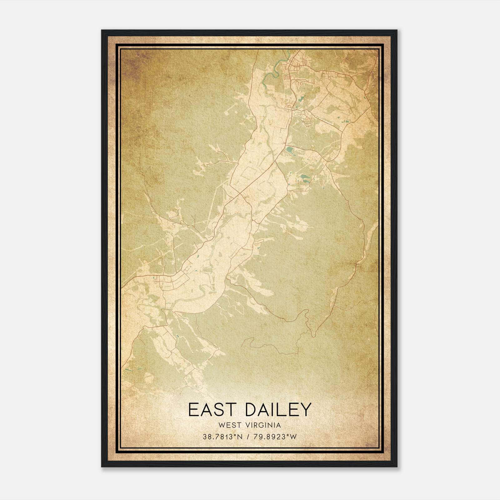 Vintage East Dailey West Virginia Map Poster, East Dailey WV City Road Wall Art Print Vintage East Dailey West Virginia Map Poster, East Dailey WV City Road Wall Art Print