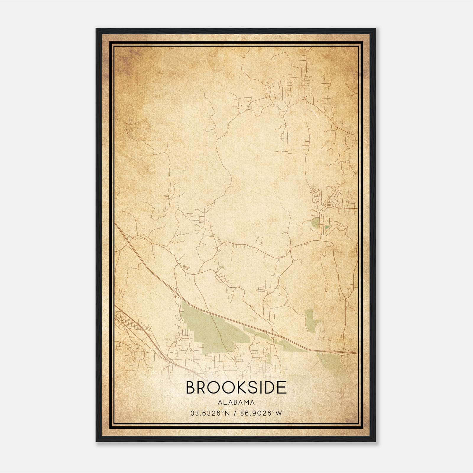 Vintage Brookside Alabama Map Poster, Brookside AL City Road Wall Art Print Vintage Brookside Alabama Map Poster, Brookside AL City Road Wall Art Print