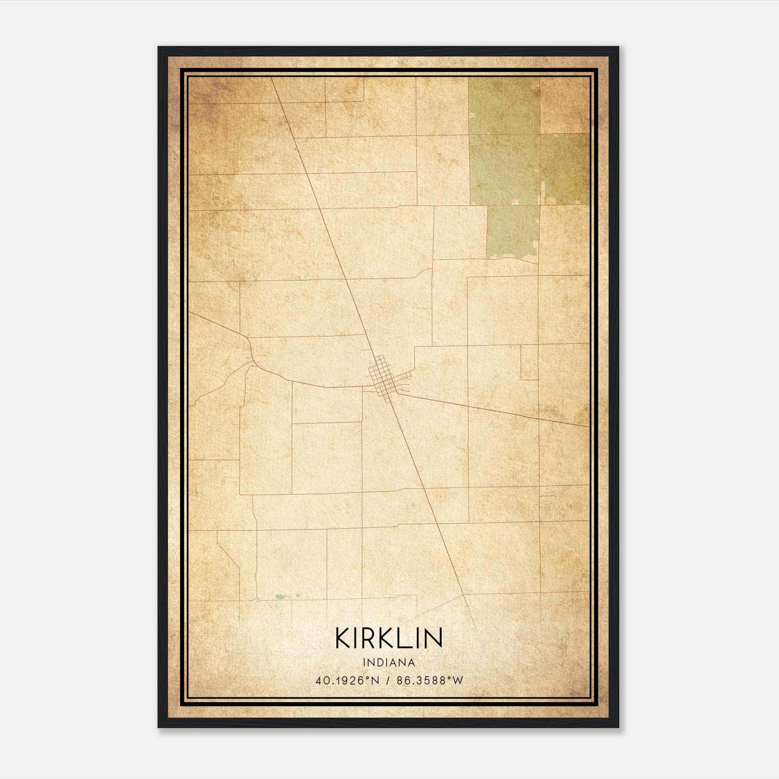 Vintage Kirklin Indiana Map Poster, Kirklin IN City Road Wall Art Print Vintage Kirklin Indiana Map Poster, Kirklin IN City Road Wall Art Print