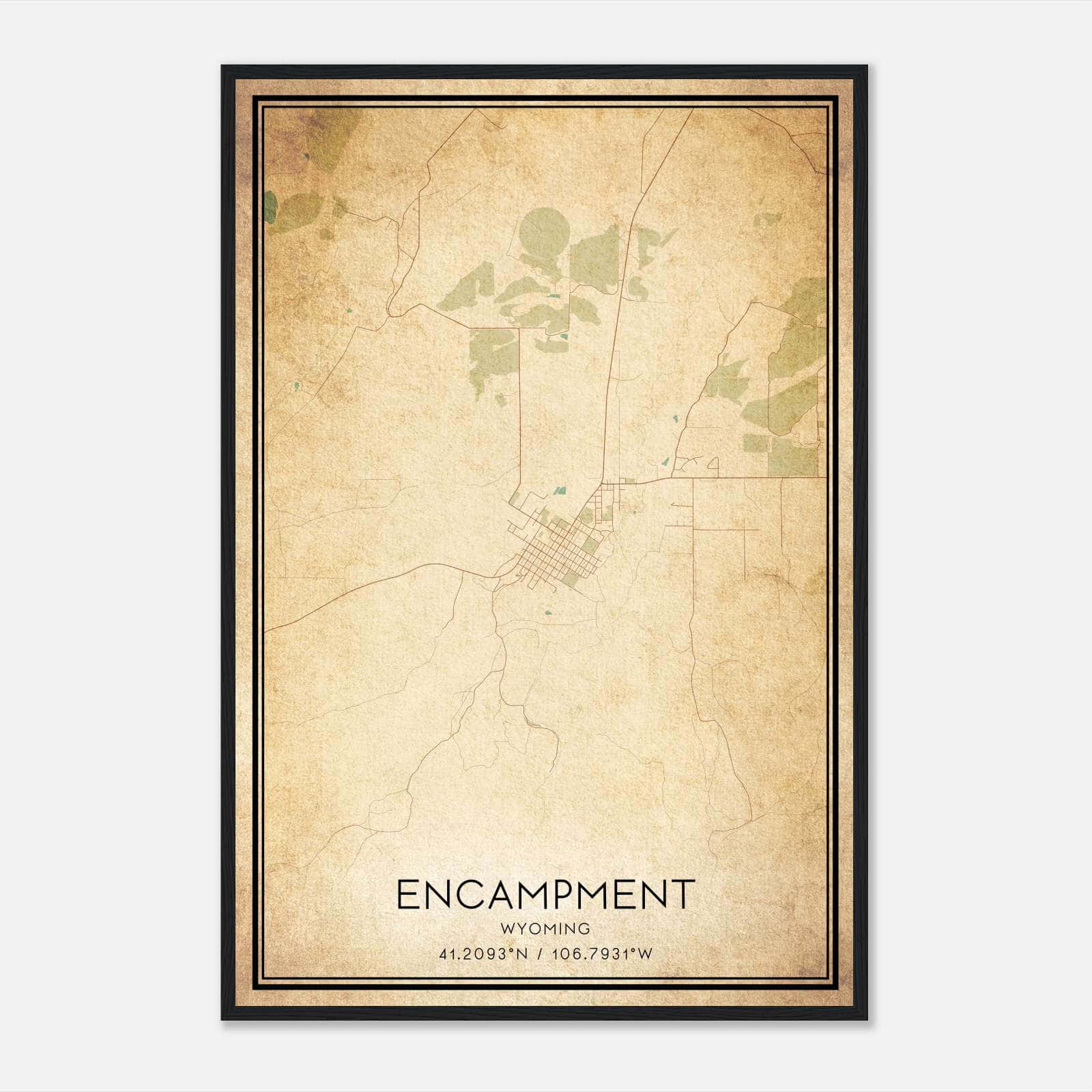 Vintage Encampment Wyoming Map Poster, Encampment WY City Road Wall Art Print Vintage Encampment Wyoming Map Poster, Encampment WY City Road Wall Art Print