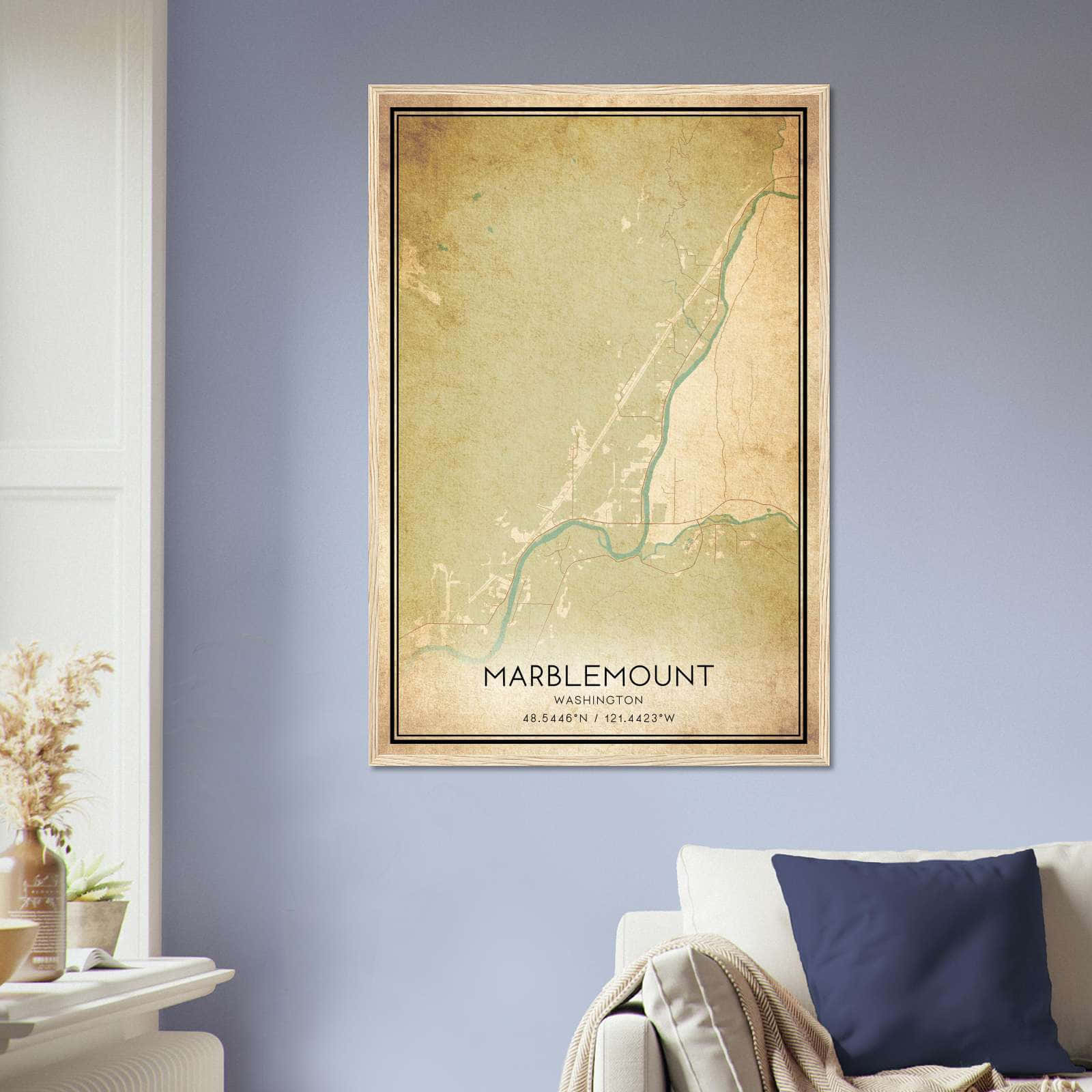 Vintage Marblemount Washington Map Poster, Marblemount WA City Road Wall Art Print