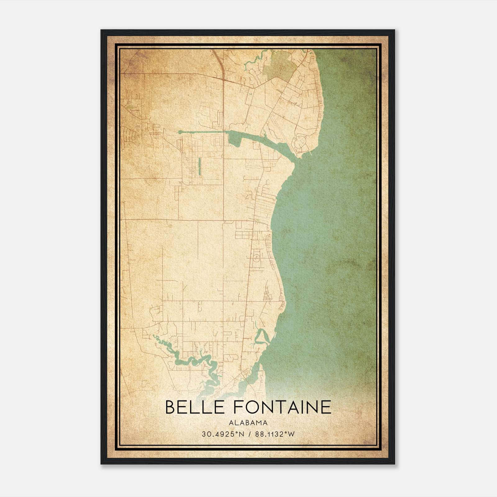 Vintage Belle Fontaine Alabama Map Poster, Belle Fontaine AL City Road Wall Art Print Vintage Belle Fontaine Alabama Map Poster, Belle Fontaine AL City Road Wall Art Print