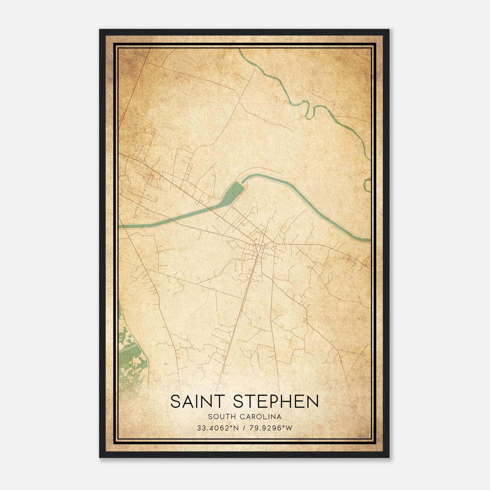 Vintage Saint Stephen South Carolina Map Poster, Saint Stephen SC City Road Wall Art Print Vintage Saint Stephen South Carolina Map Poster, Saint Stephen SC City Road Wall Art Print