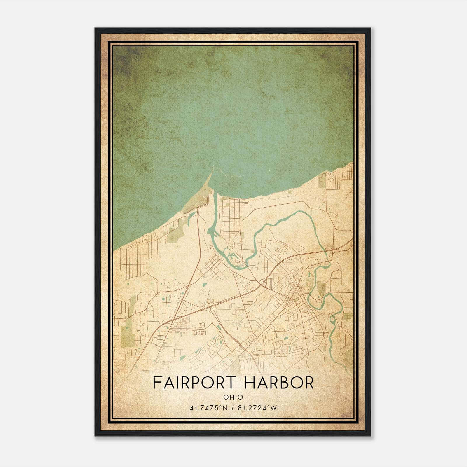 Vintage Fairport Harbor Ohio Map Poster, Fairport Harbor OH City Road Wall Art Print Vintage Fairport Harbor Ohio Map Poster, Fairport Harbor OH City Road Wall Art Print