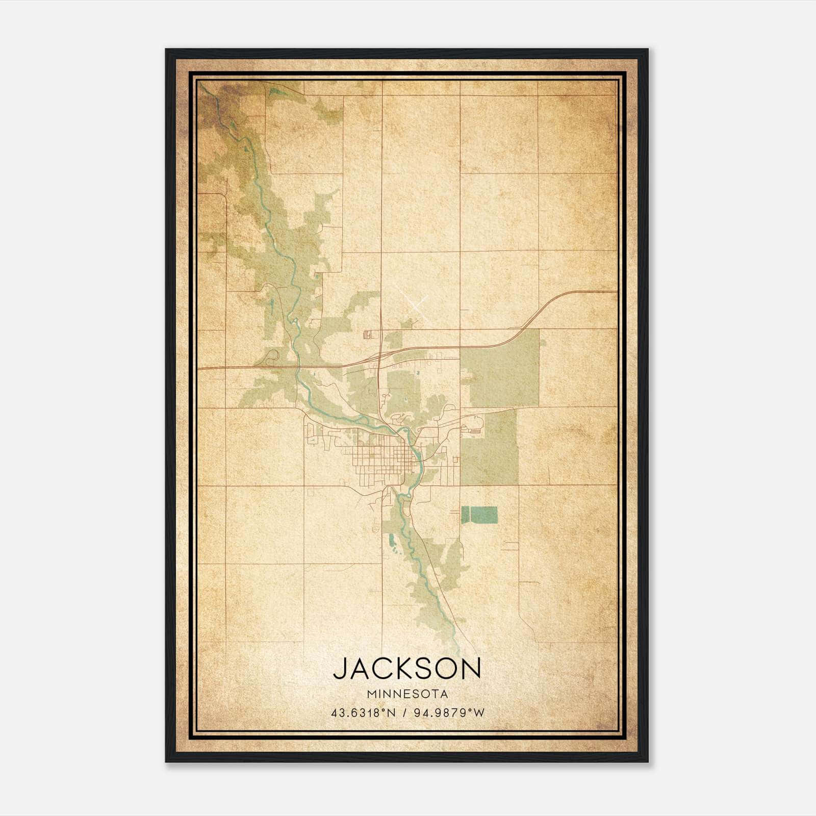 Vintage Jackson Minnesota Map Poster, Jackson MN City Road Wall Art Print Vintage Jackson Minnesota Map Poster, Jackson MN City Road Wall Art Print