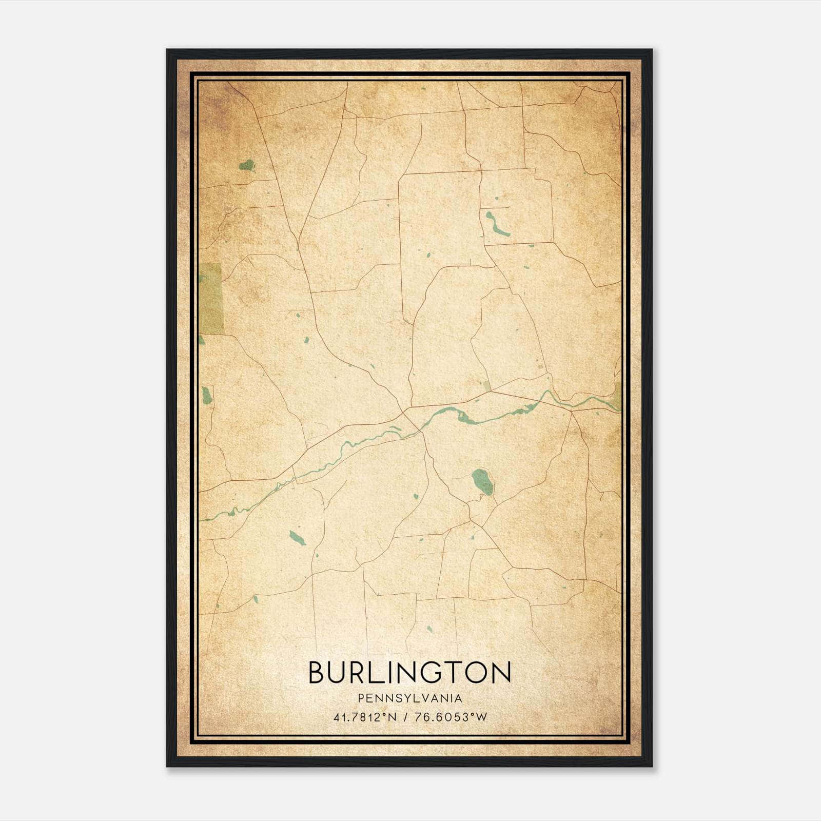 Vintage Burlington Pennsylvania Map Poster, Burlington PA City Road Wall Art Print Vintage Burlington Pennsylvania Map Poster, Burlington PA City Road Wall Art Print