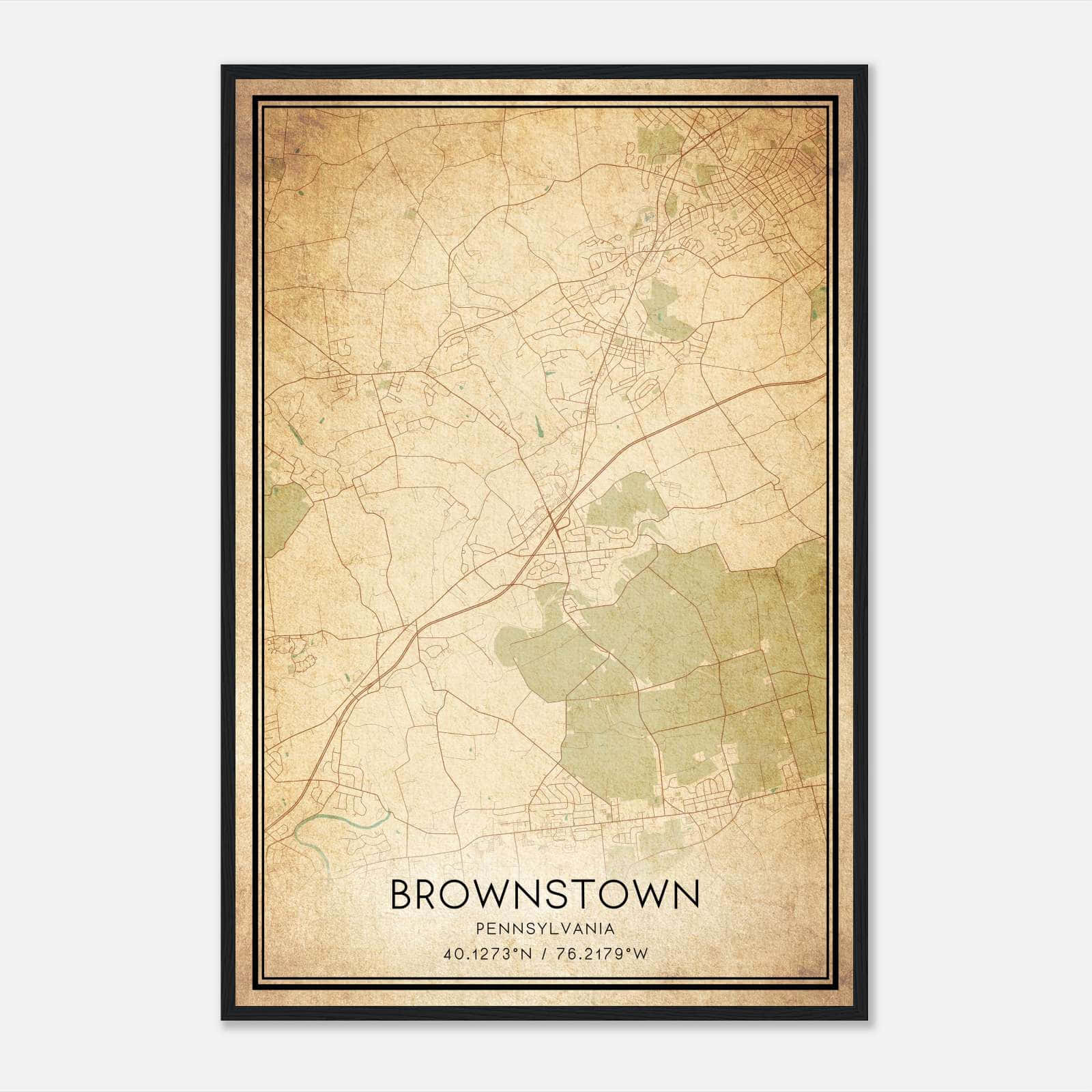Vintage Brownstown Pennsylvania Map Poster, Brownstown PA City Road Wall Art Print Vintage Brownstown Pennsylvania Map Poster, Brownstown PA City Road Wall Art Print