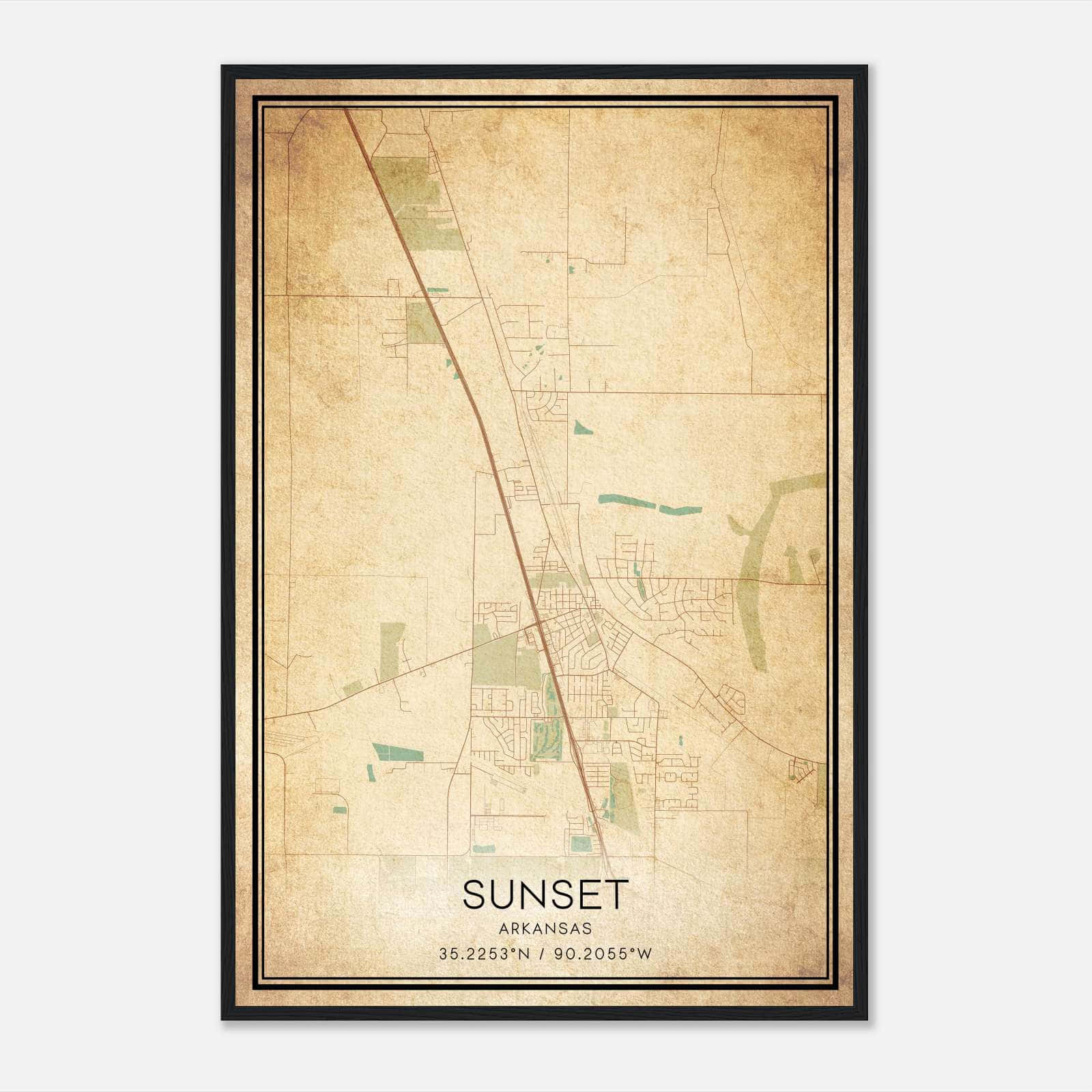Vintage Sunset Arkansas Map Poster, Sunset AR City Road Wall Art Print Vintage Sunset Arkansas Map Poster, Sunset AR City Road Wall Art Print