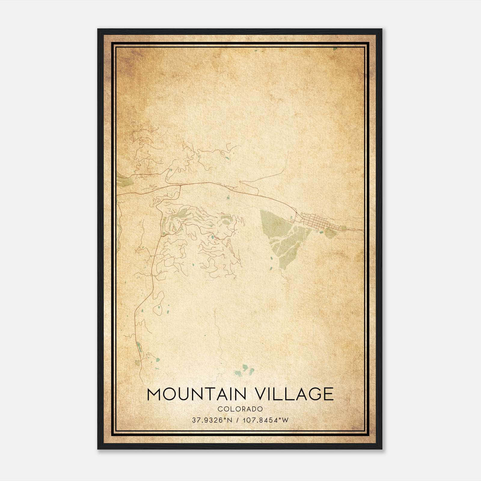 Vintage Mountain Village Colorado Map Poster, Mountain Village CO City Road Wall Art Print Vintage Mountain Village Colorado Map Poster, Mountain Village CO City Road Wall Art Print