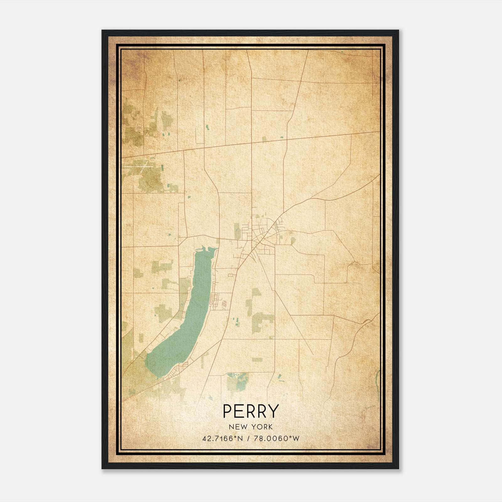 Vintage Perry New York Map Poster, Perry NY City Road Wall Art Print Vintage Perry New York Map Poster, Perry NY City Road Wall Art Print