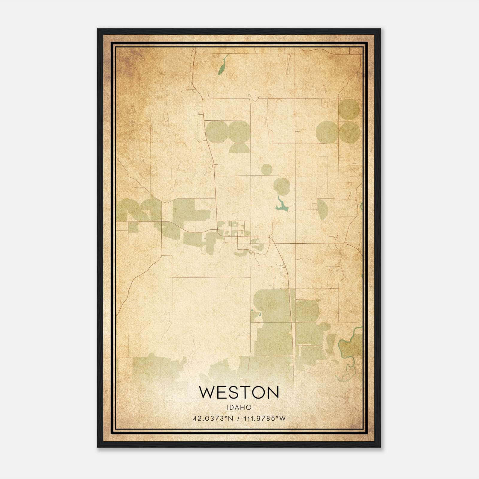 Vintage Weston Idaho Map Poster, Weston ID City Road Wall Art Print Vintage Weston Idaho Map Poster, Weston ID City Road Wall Art Print