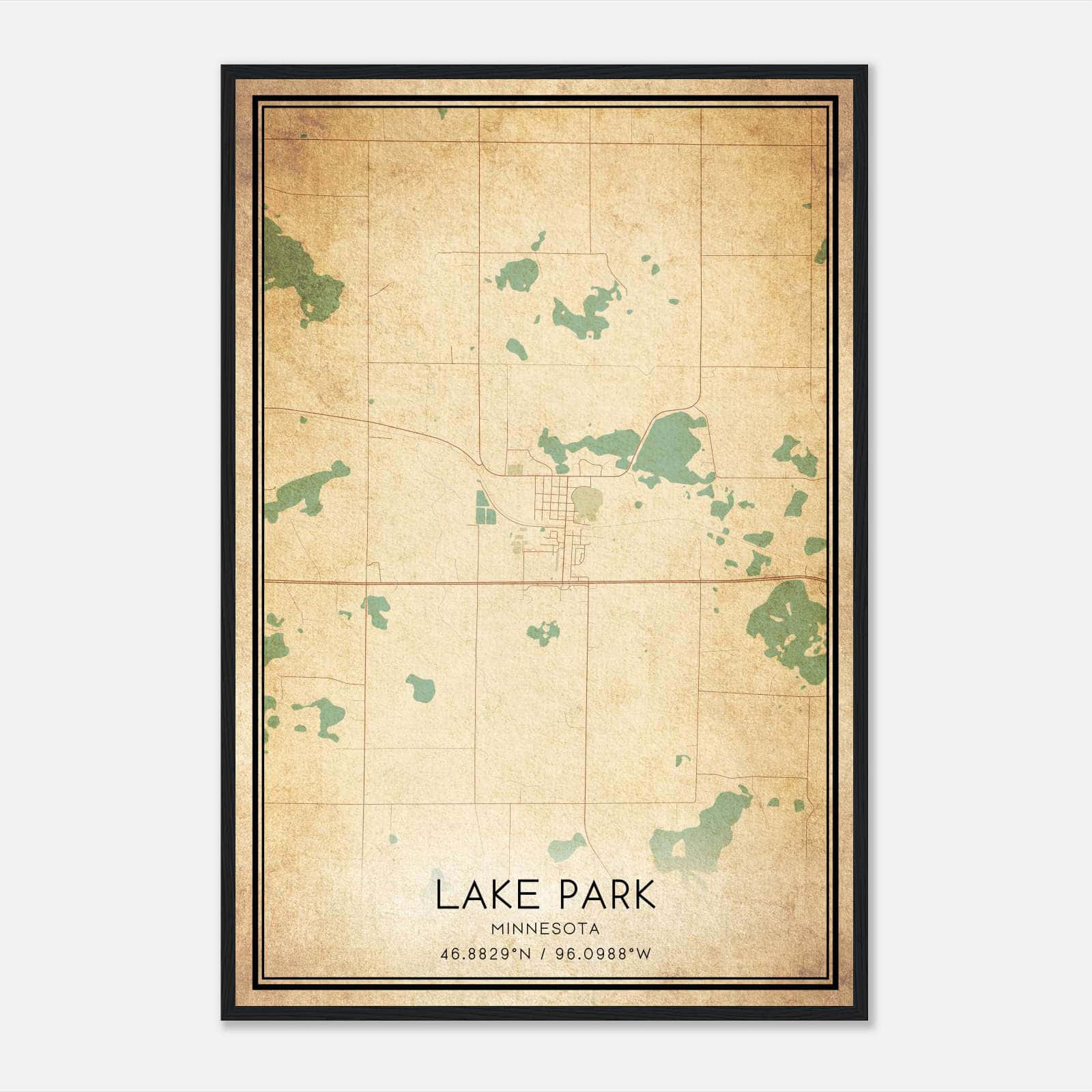 Vintage Lake Park Minnesota Map Poster, Lake Park MN City Road Wall Art Print Vintage Lake Park Minnesota Map Poster, Lake Park MN City Road Wall Art Print