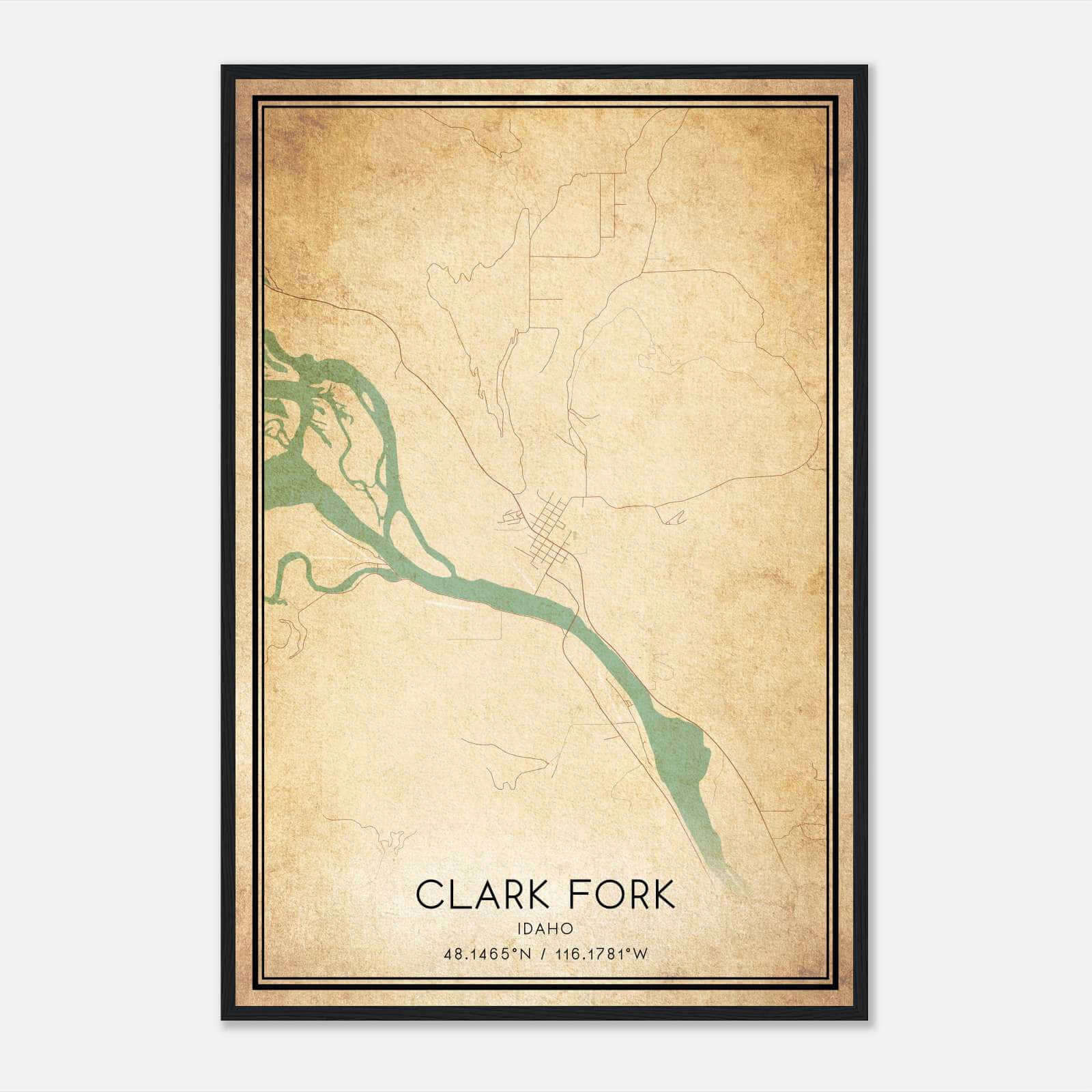Vintage Clark Fork Idaho Map Poster, Clark Fork ID City Road Wall Art Print Vintage Clark Fork Idaho Map Poster, Clark Fork ID City Road Wall Art Print