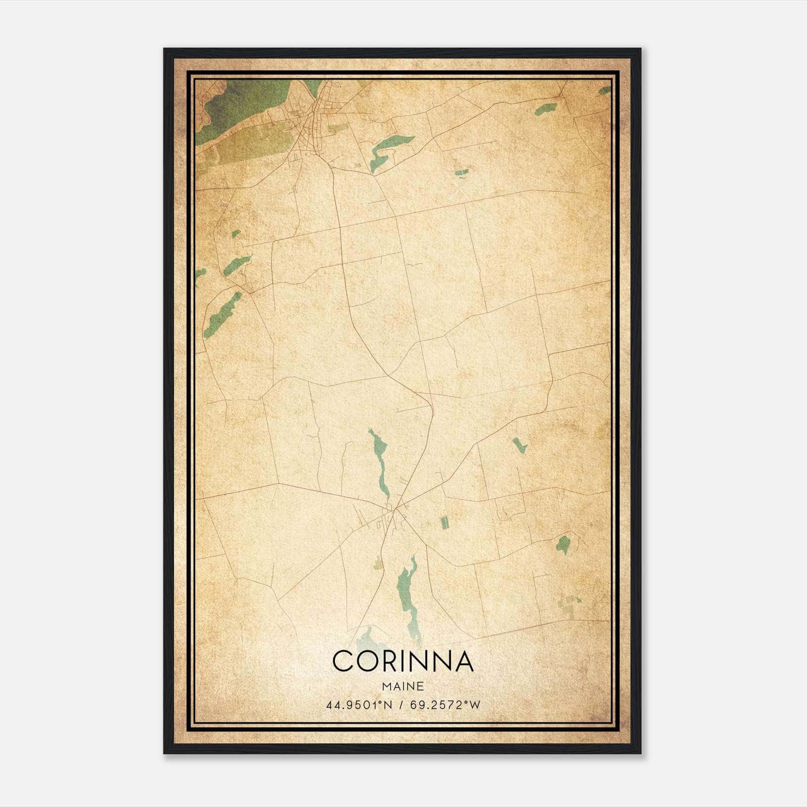 Vintage Corinna Maine Map Poster, Corinna ME City Road Wall Art Print Vintage Corinna Maine Map Poster, Corinna ME City Road Wall Art Print