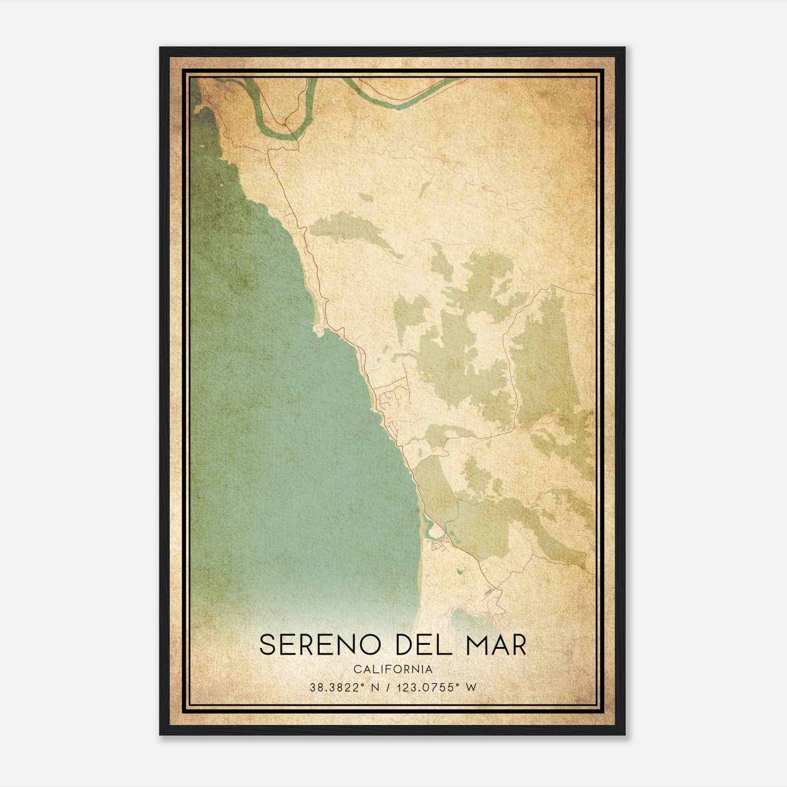 Vintage Sereno Del Mar California Map Poster, Sereno Del Mar CA City Road Wall Art Print Vintage Sereno Del Mar California Map Poster, Sereno Del Mar CA City Road Wall Art Print