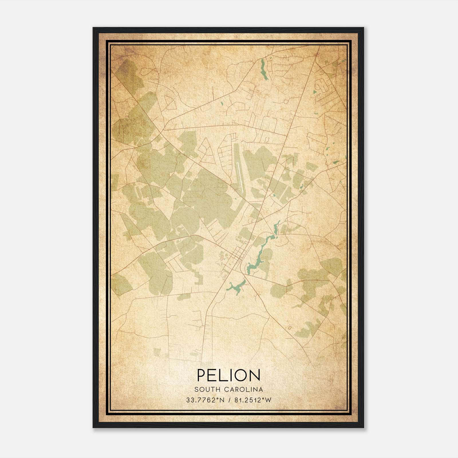 Vintage Pelion South Carolina Map Poster, Pelion SC City Road Wall Art Print Vintage Pelion South Carolina Map Poster, Pelion SC City Road Wall Art Print