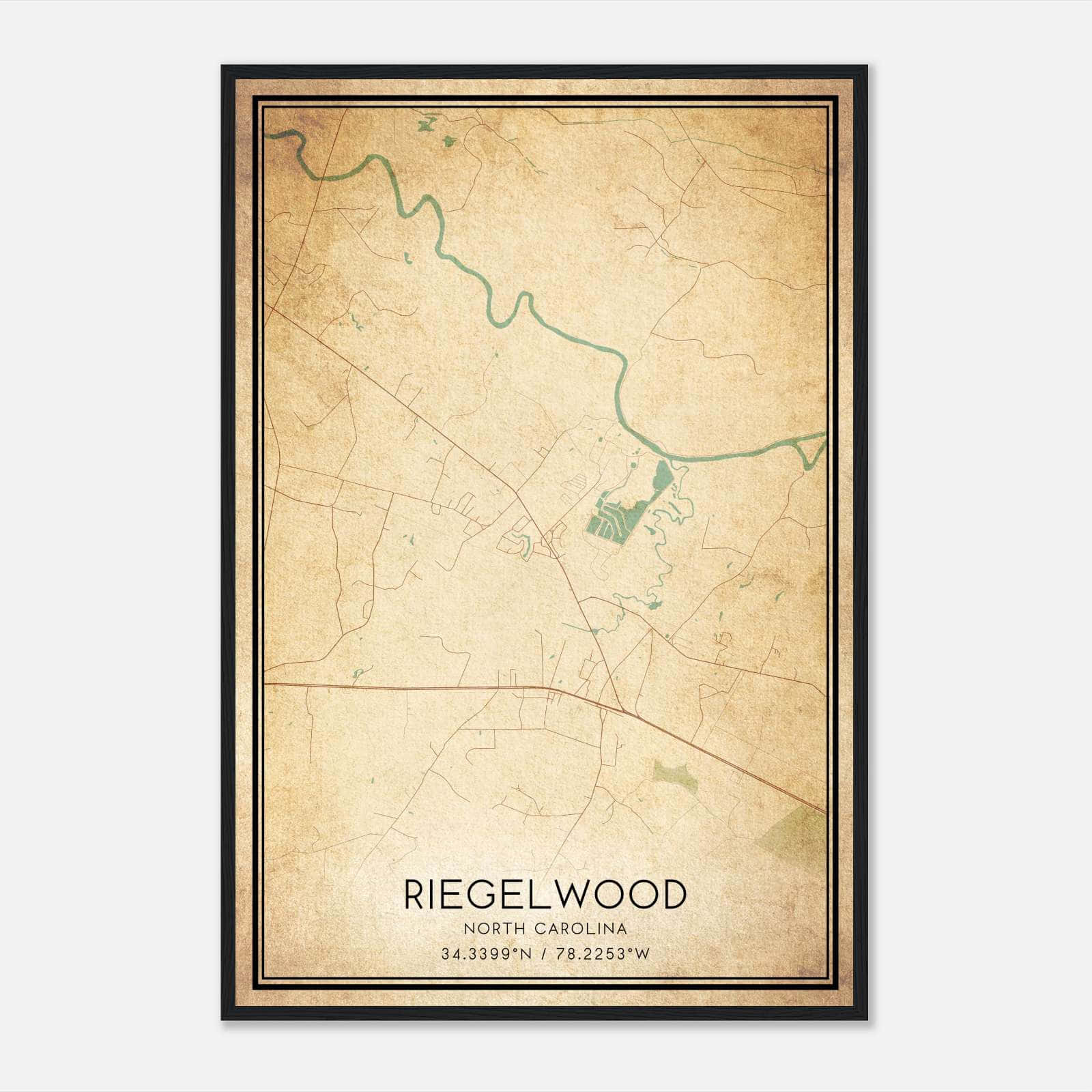Vintage Riegelwood North Carolina Map Poster, Riegelwood NC City Road Wall Art Print Vintage Riegelwood North Carolina Map Poster, Riegelwood NC City Road Wall Art Print