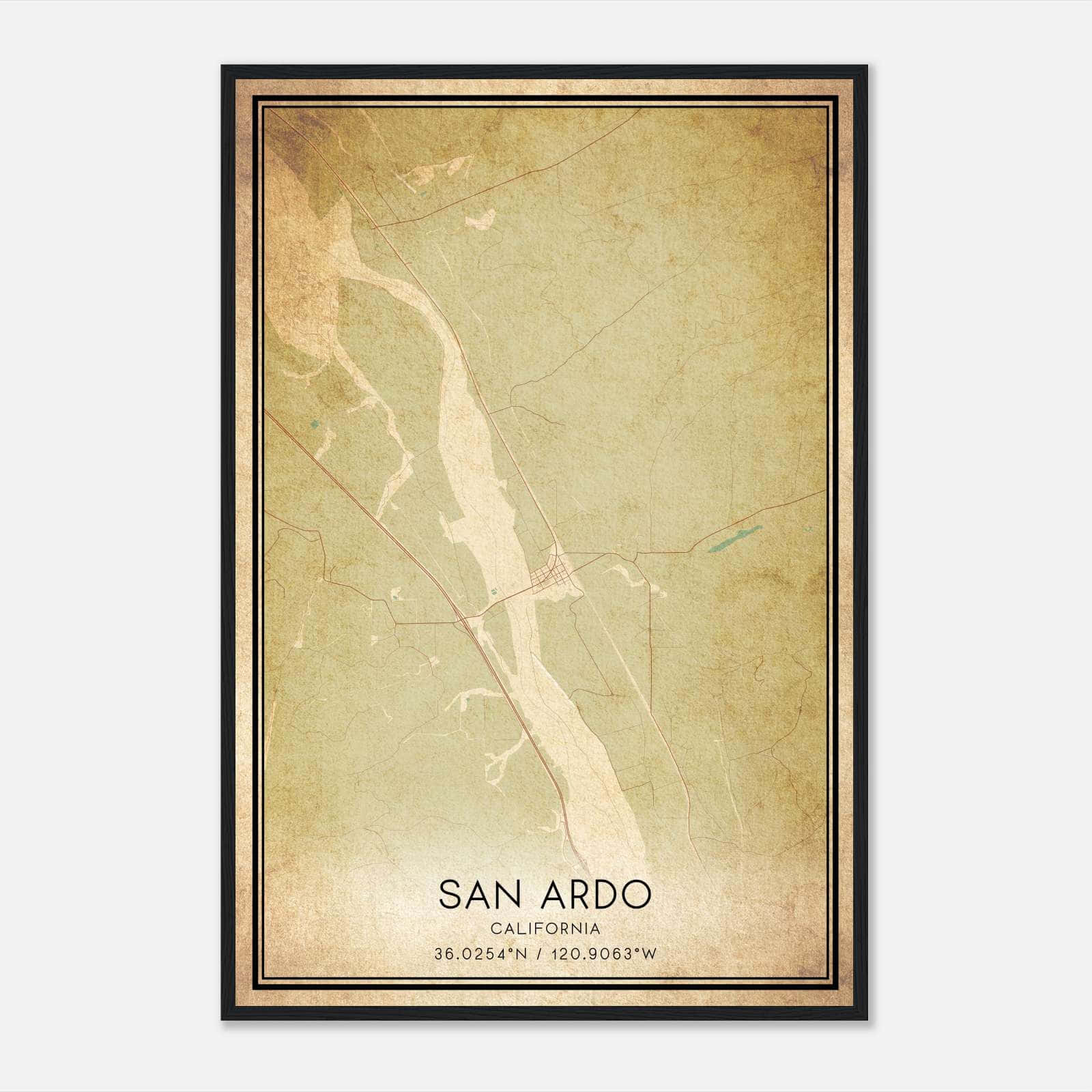 Vintage San Ardo California Map Poster, San Ardo CA City Road Wall Art Print Vintage San Ardo California Map Poster, San Ardo CA City Road Wall Art Print