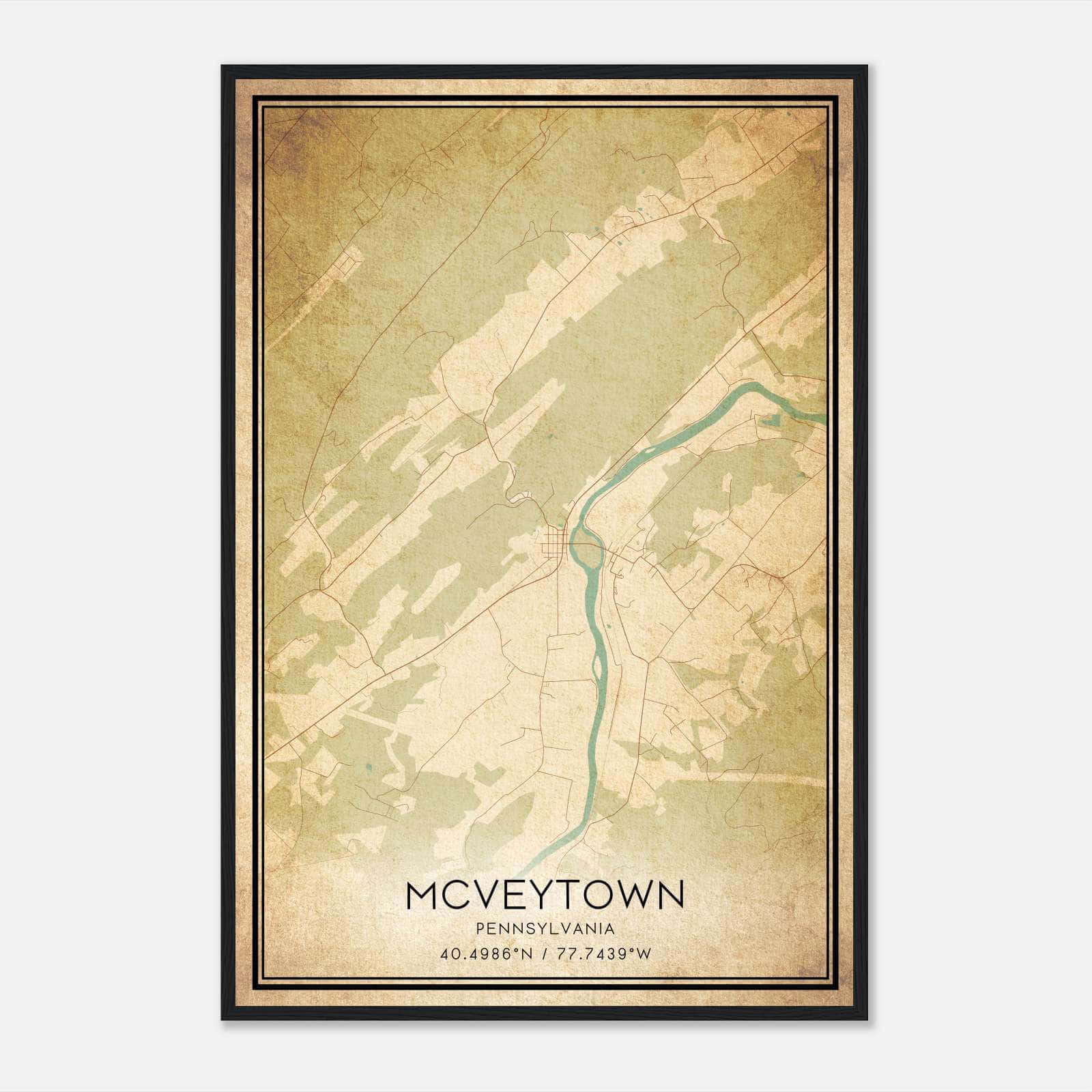Vintage Mcveytown Pennsylvania Map Poster, Mcveytown PA City Road Wall Art Print Vintage Mcveytown Pennsylvania Map Poster, Mcveytown PA City Road Wall Art Print