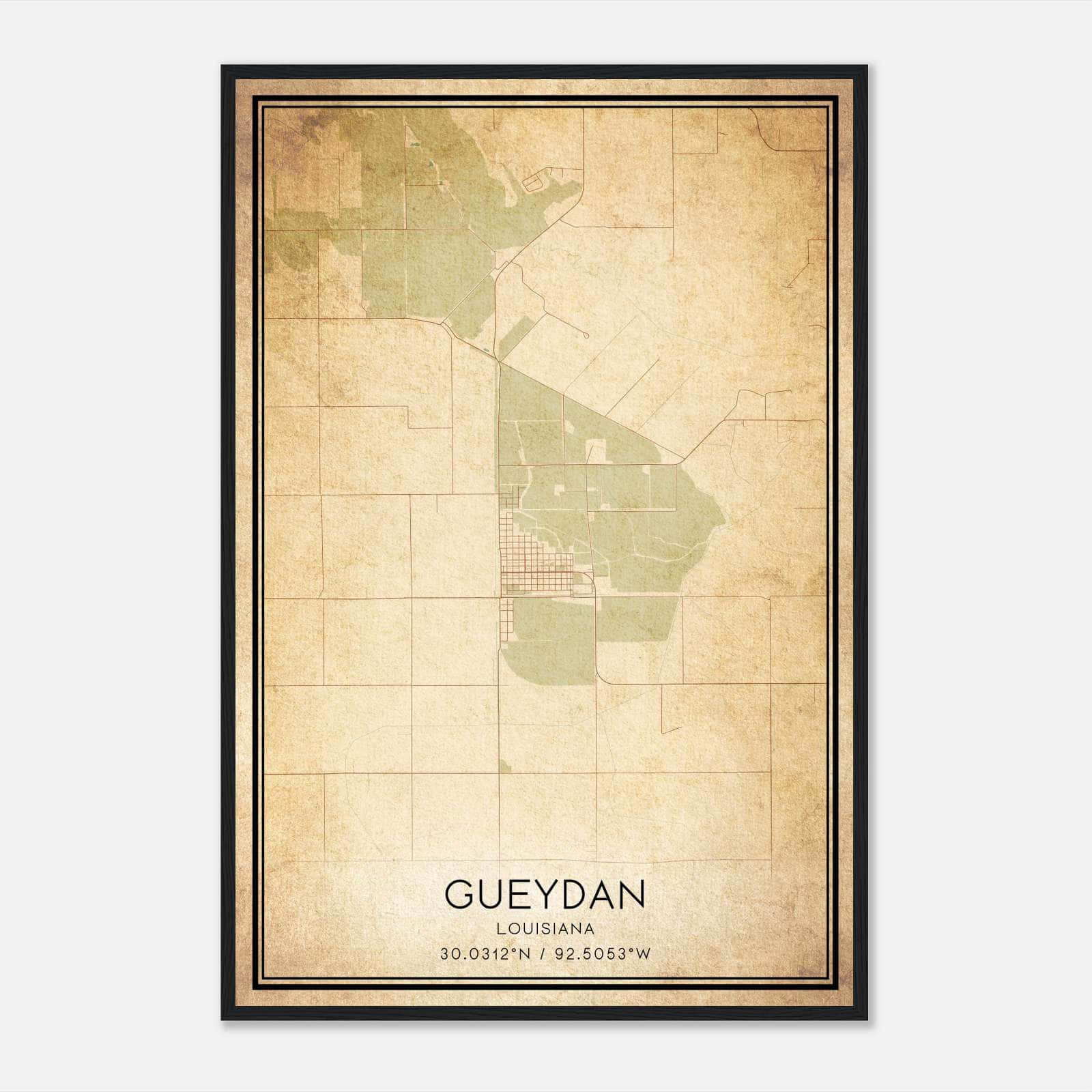 Vintage Gueydan Louisiana Map Poster, Gueydan LA City Road Wall Art Print Vintage Gueydan Louisiana Map Poster, Gueydan LA City Road Wall Art Print