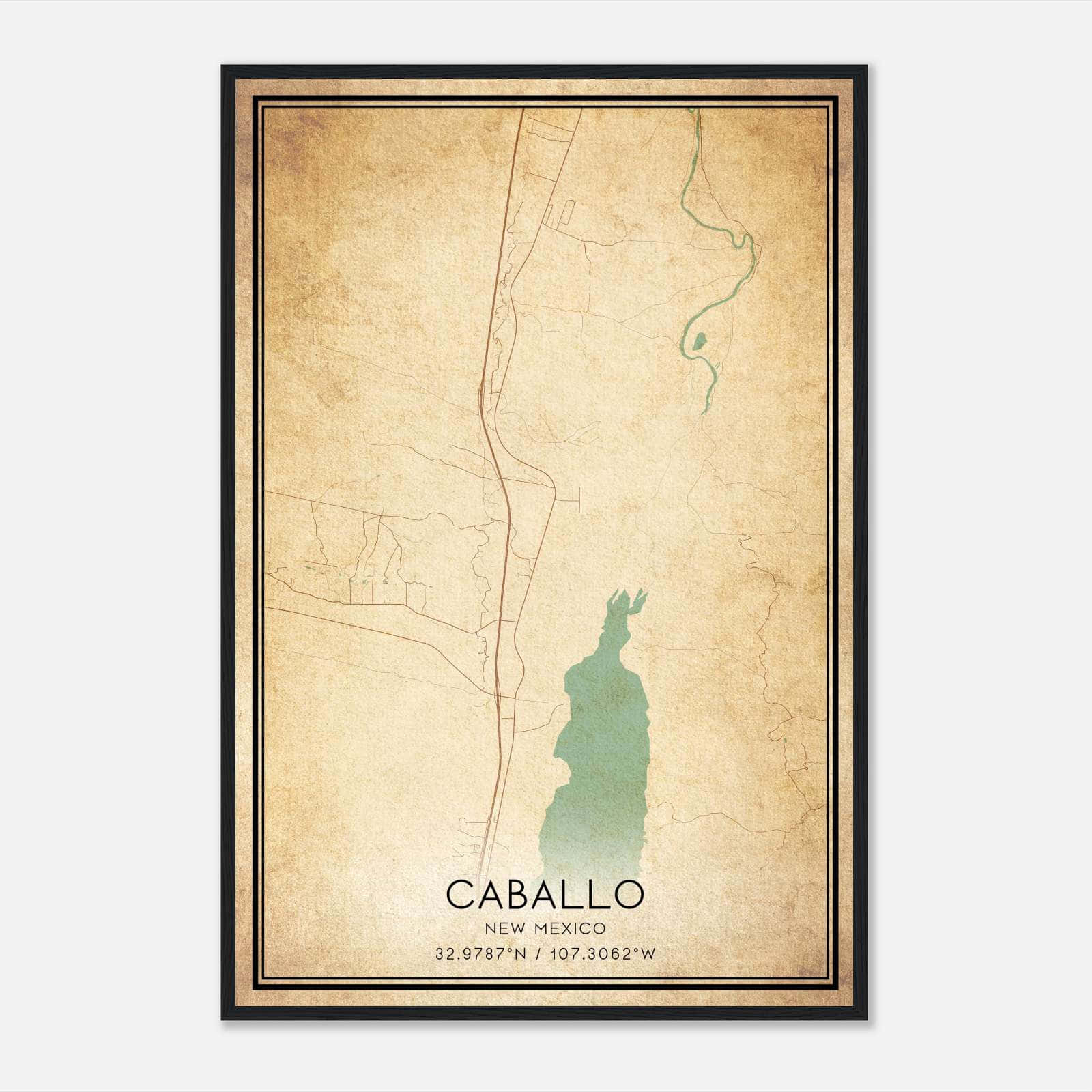 Vintage Caballo New Mexico Map Poster, Caballo NM City Road Wall Art Print Vintage Caballo New Mexico Map Poster, Caballo NM City Road Wall Art Print