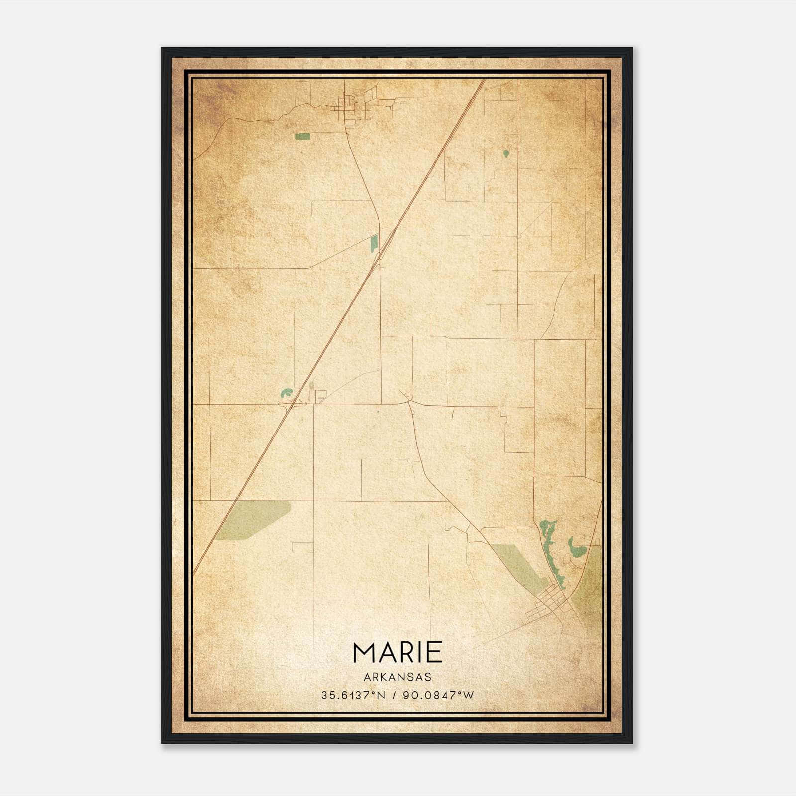 Vintage Marie Arkansas Map Poster, Marie AR City Road Wall Art Print Vintage Marie Arkansas Map Poster, Marie AR City Road Wall Art Print
