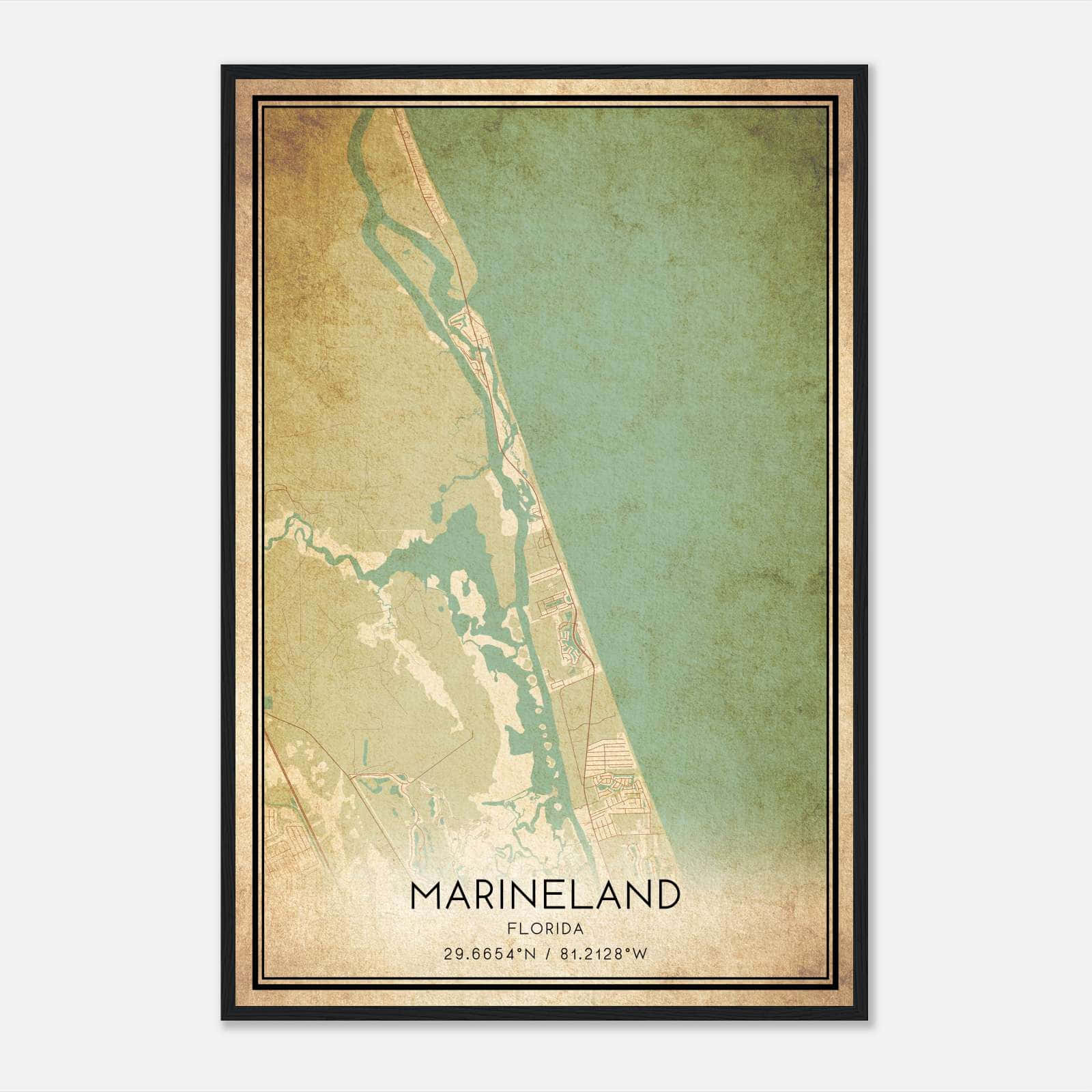 Vintage Marineland Florida Map Poster, Marineland FL City Road Wall Art Print Vintage Marineland Florida Map Poster, Marineland FL City Road Wall Art Print