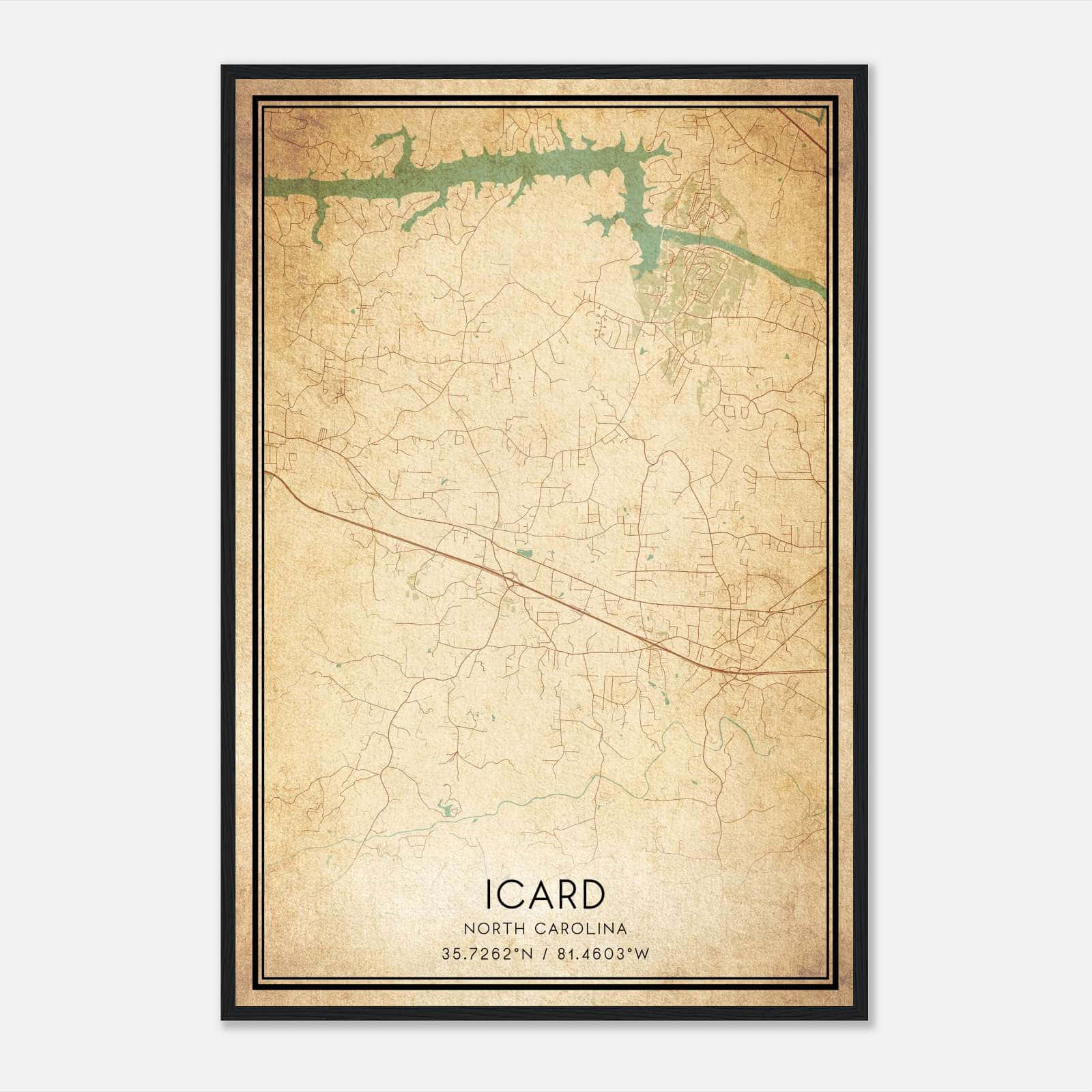 Vintage Icard North Carolina Map Poster, Icard NC City Road Wall Art Print Vintage Icard North Carolina Map Poster, Icard NC City Road Wall Art Print