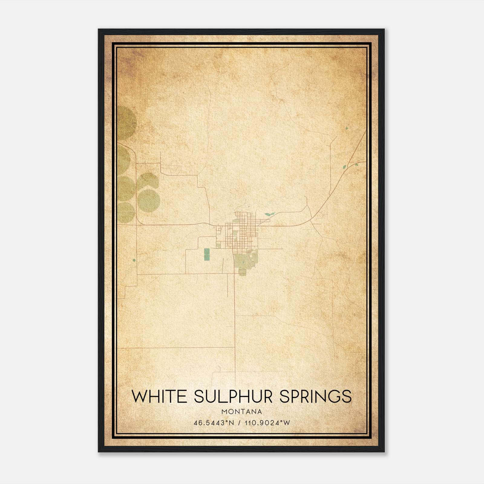 Vintage White Sulphur Springs Montana Map Poster, White Sulphur Springs MT City Road Wall Art Print Vintage White Sulphur Springs Montana Map Poster, White Sulphur Springs MT City Road Wall Art Print