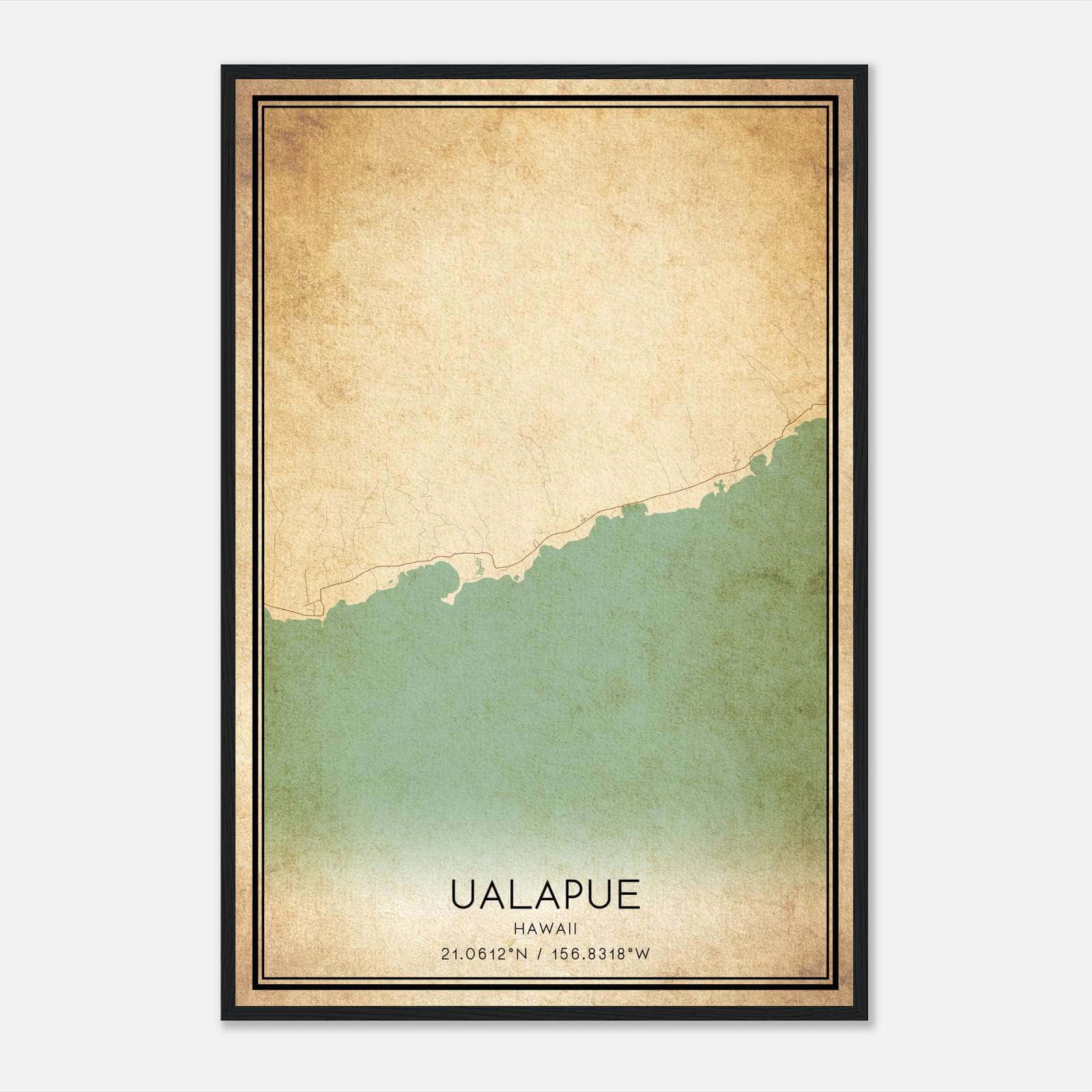 Vintage Ualapue Hawaii Map Poster, Ualapue HI City Road Wall Art Print Vintage Ualapue Hawaii Map Poster, Ualapue HI City Road Wall Art Print