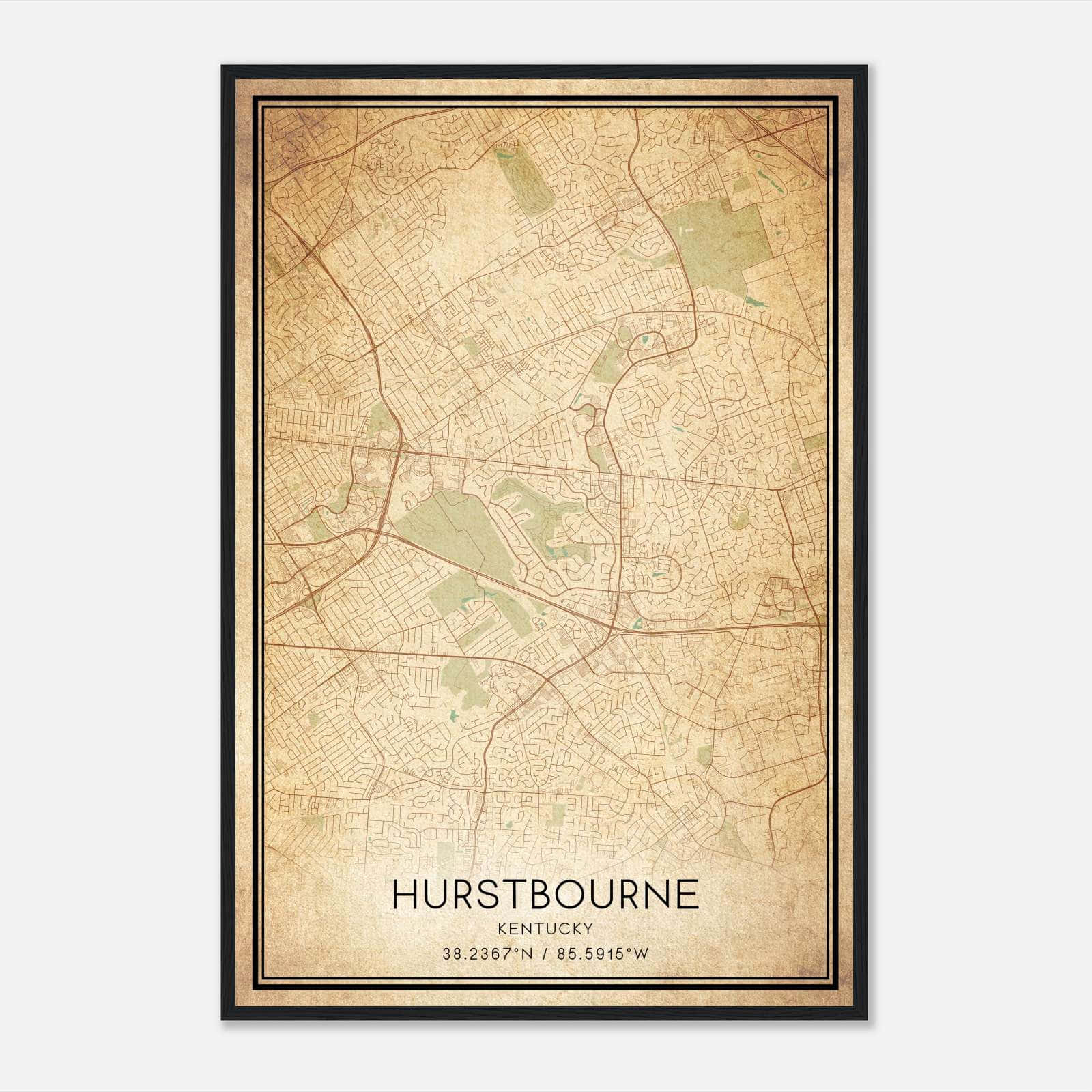 Vintage Hurstbourne Kentucky Map Poster, Hurstbourne KY City Road Wall Art Print Vintage Hurstbourne Kentucky Map Poster, Hurstbourne KY City Road Wall Art Print