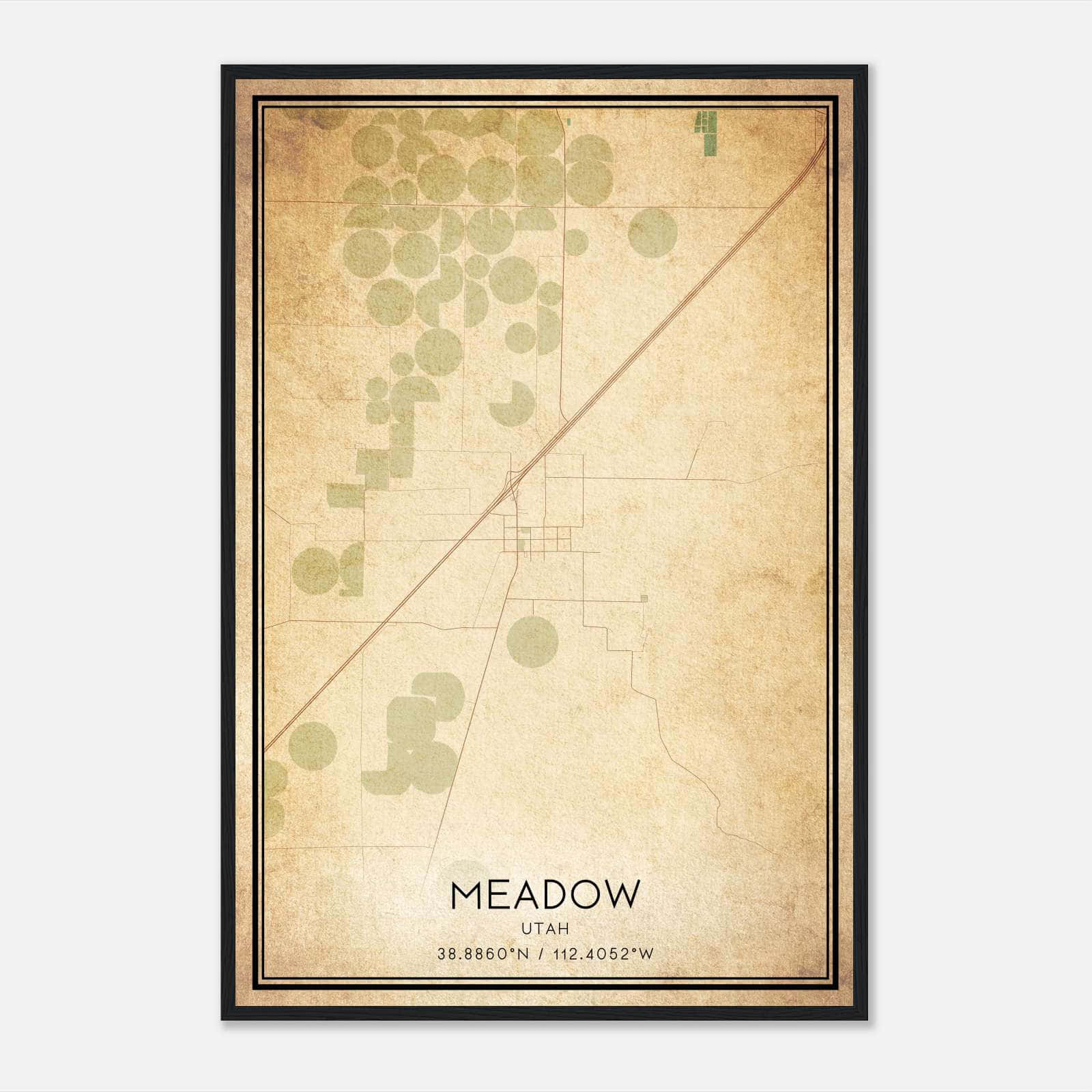 Vintage Meadow Utah Map Poster, Meadow UT City Road Wall Art Print Vintage Meadow Utah Map Poster, Meadow UT City Road Wall Art Print