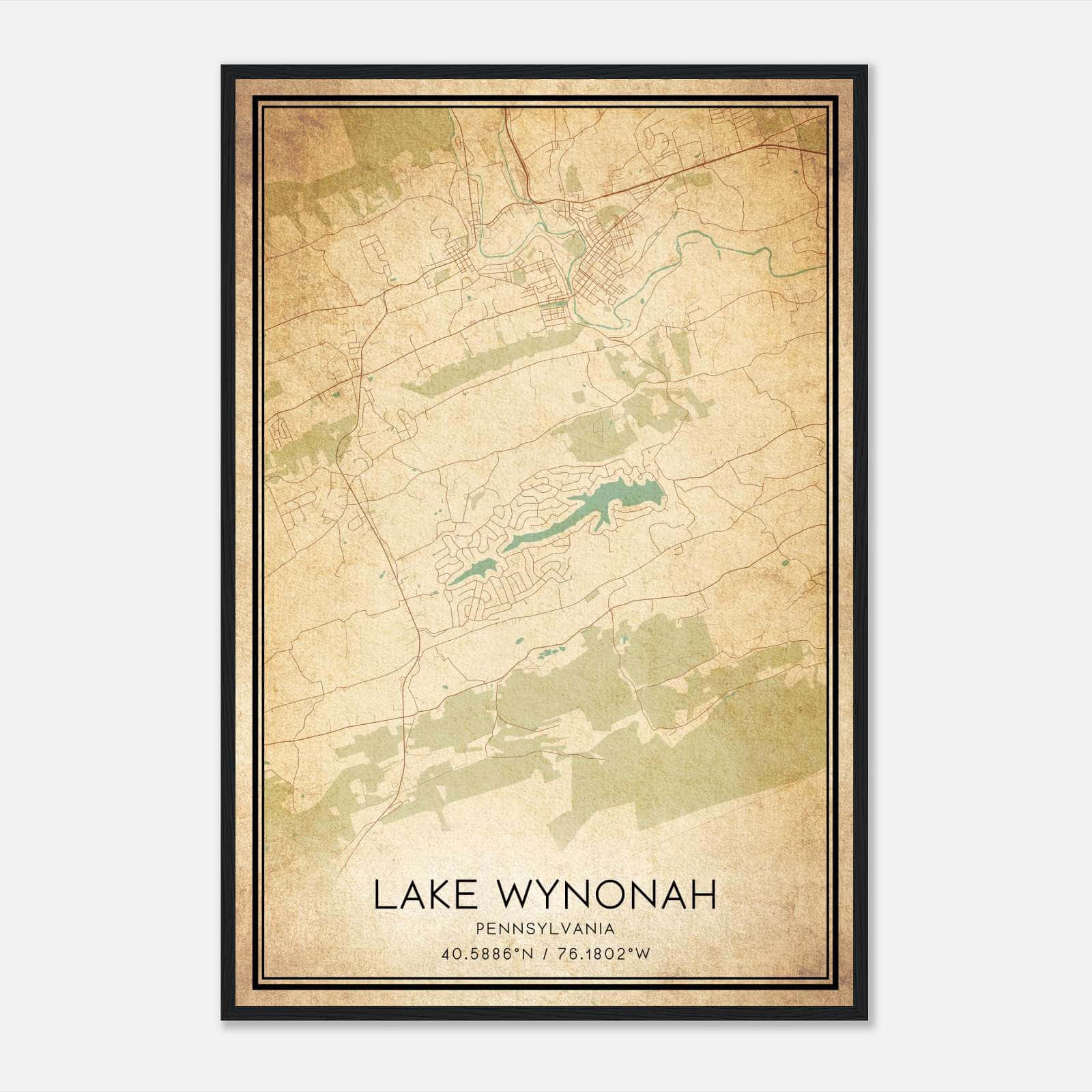 Vintage Lake Wynonah Pennsylvania Map Poster, Lake Wynonah PA City Road Wall Art Print Vintage Lake Wynonah Pennsylvania Map Poster, Lake Wynonah PA City Road Wall Art Print