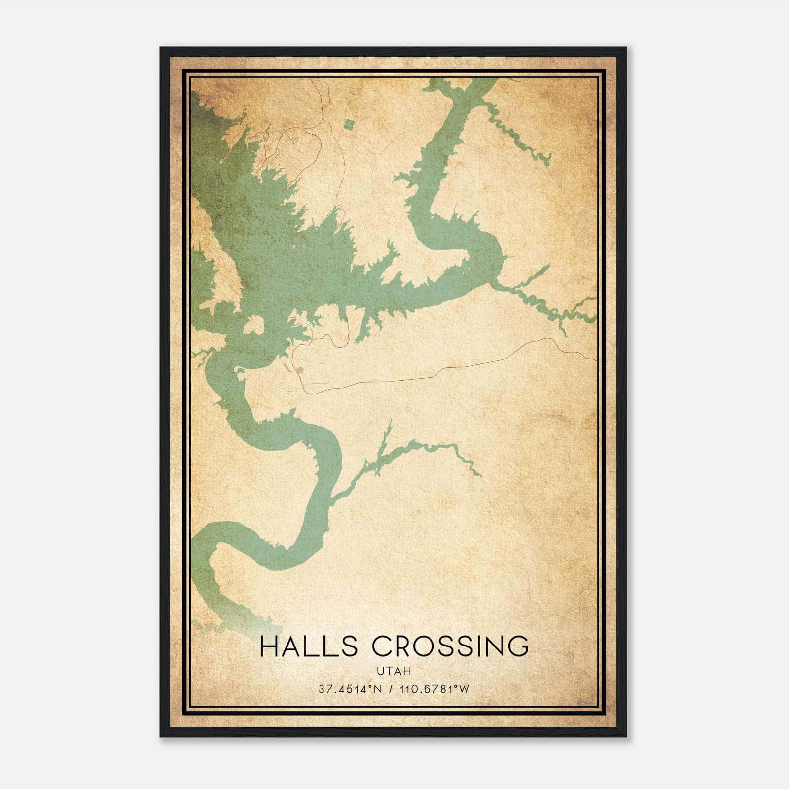 Vintage Halls Crossing Utah Map Poster, Halls Crossing UT City Road Wall Art Print Vintage Halls Crossing Utah Map Poster, Halls Crossing UT City Road Wall Art Print