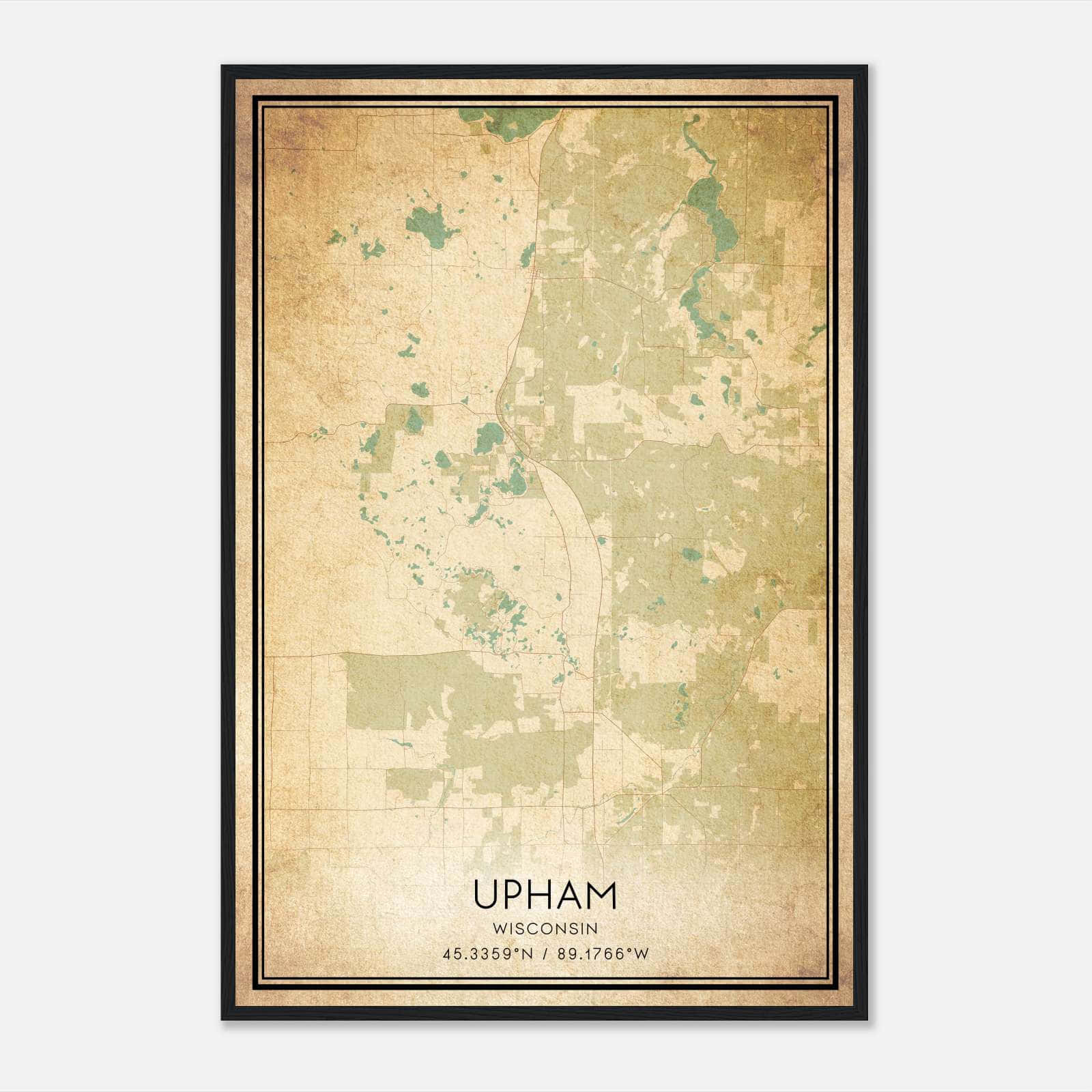 Vintage Upham Wisconsin Map Poster, Upham WI City Road Wall Art Print Vintage Upham Wisconsin Map Poster, Upham WI City Road Wall Art Print