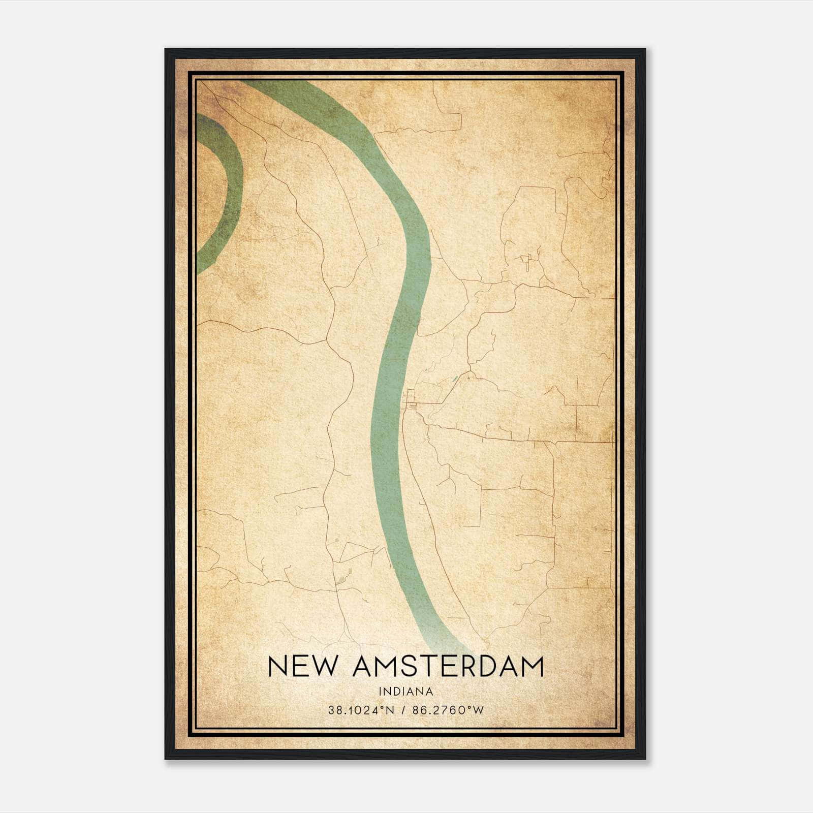 Vintage New Amsterdam Indiana Map Poster, New Amsterdam IN City Road Wall Art Print Vintage New Amsterdam Indiana Map Poster, New Amsterdam IN City Road Wall Art Print