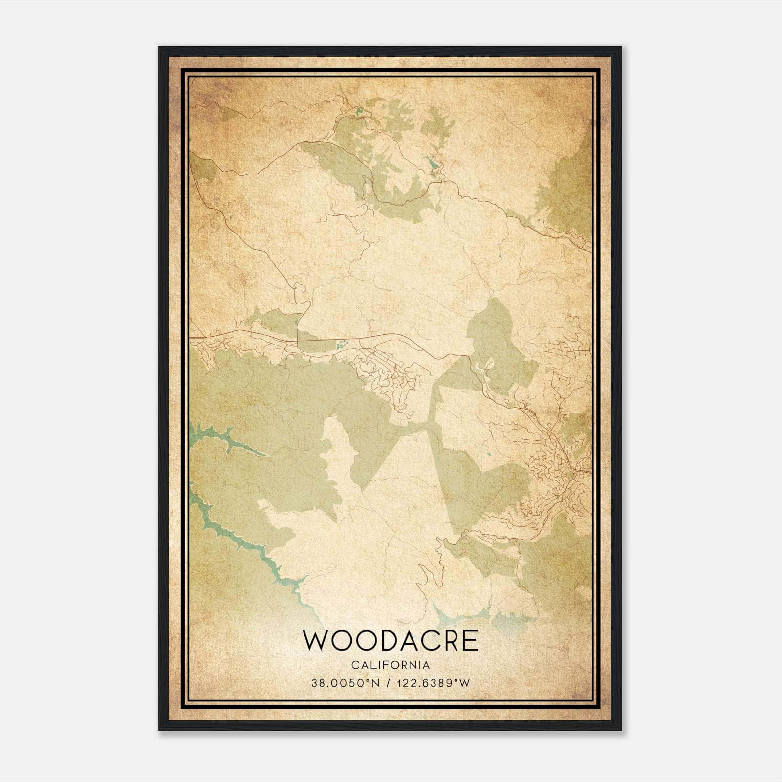 Vintage Woodacre California Map Poster, Woodacre CA City Road Wall Art Print Vintage Woodacre California Map Poster, Woodacre CA City Road Wall Art Print