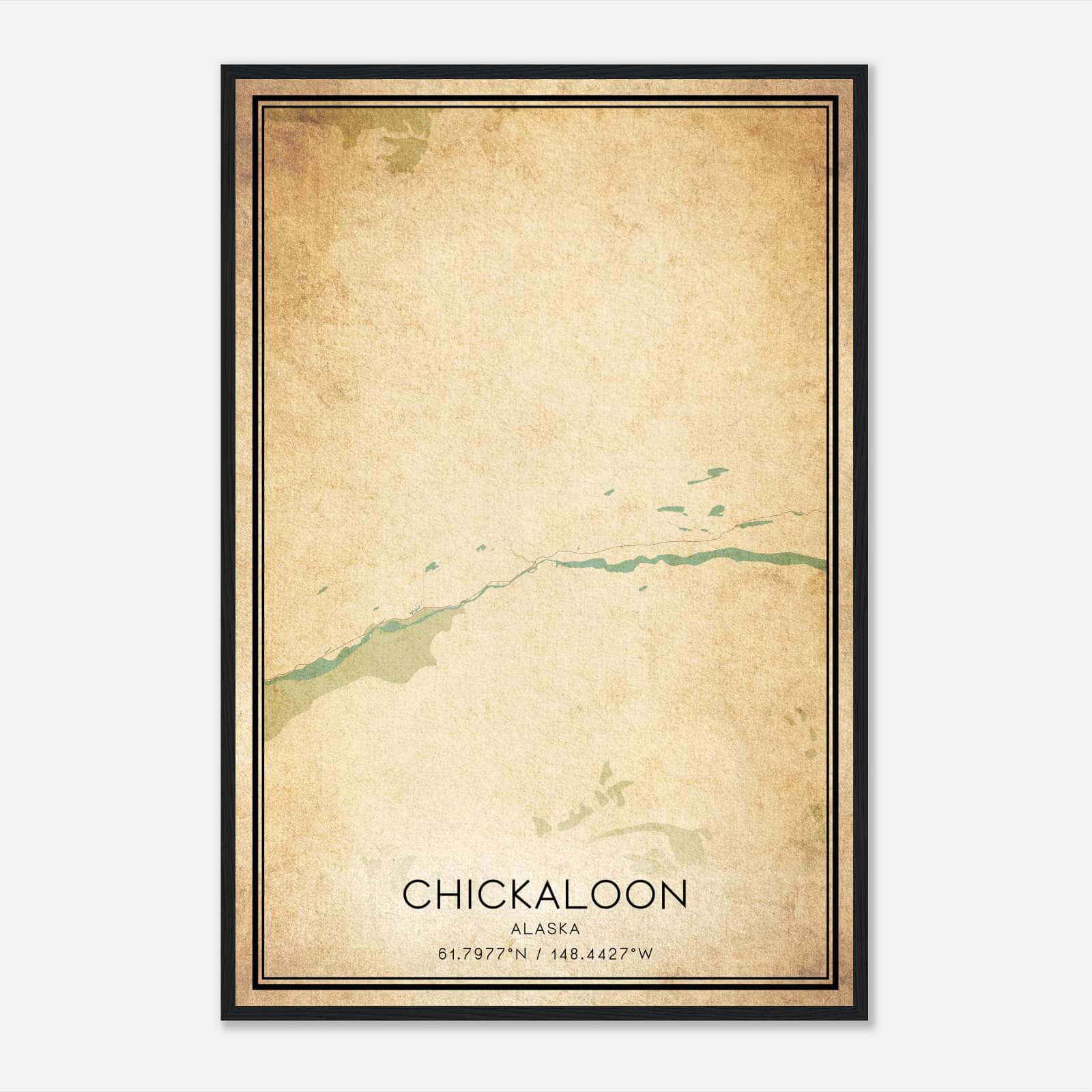 Vintage Chickaloon Alaska Map Poster, Chickaloon AK City Road Wall Art Print Vintage Chickaloon Alaska Map Poster, Chickaloon AK City Road Wall Art Print