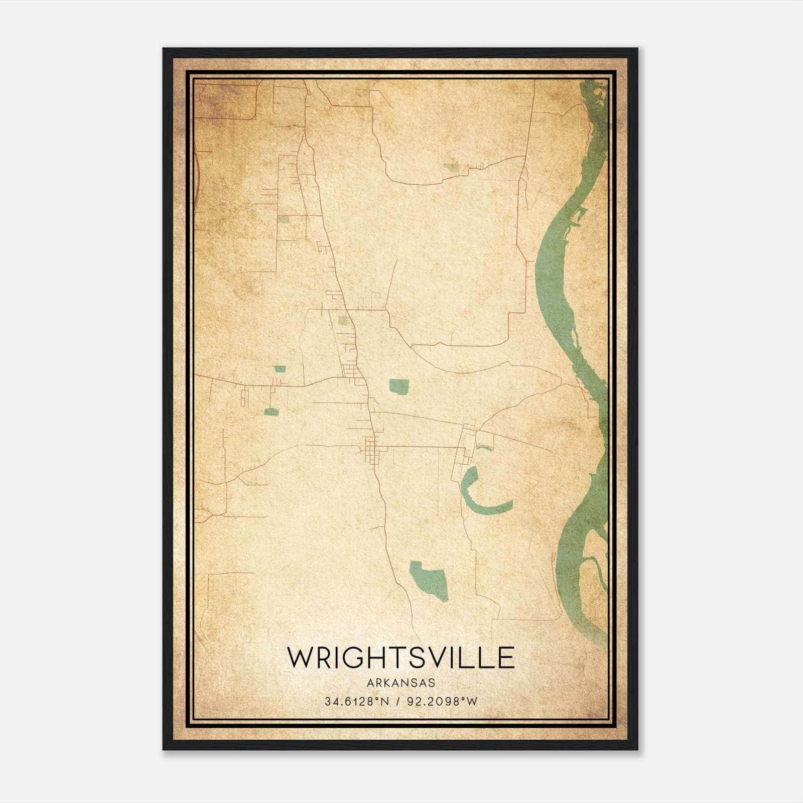 Vintage Wrightsville Arkansas Map Poster, Wrightsville AR City Road Wall Art Print Vintage Wrightsville Arkansas Map Poster, Wrightsville AR City Road Wall Art Print