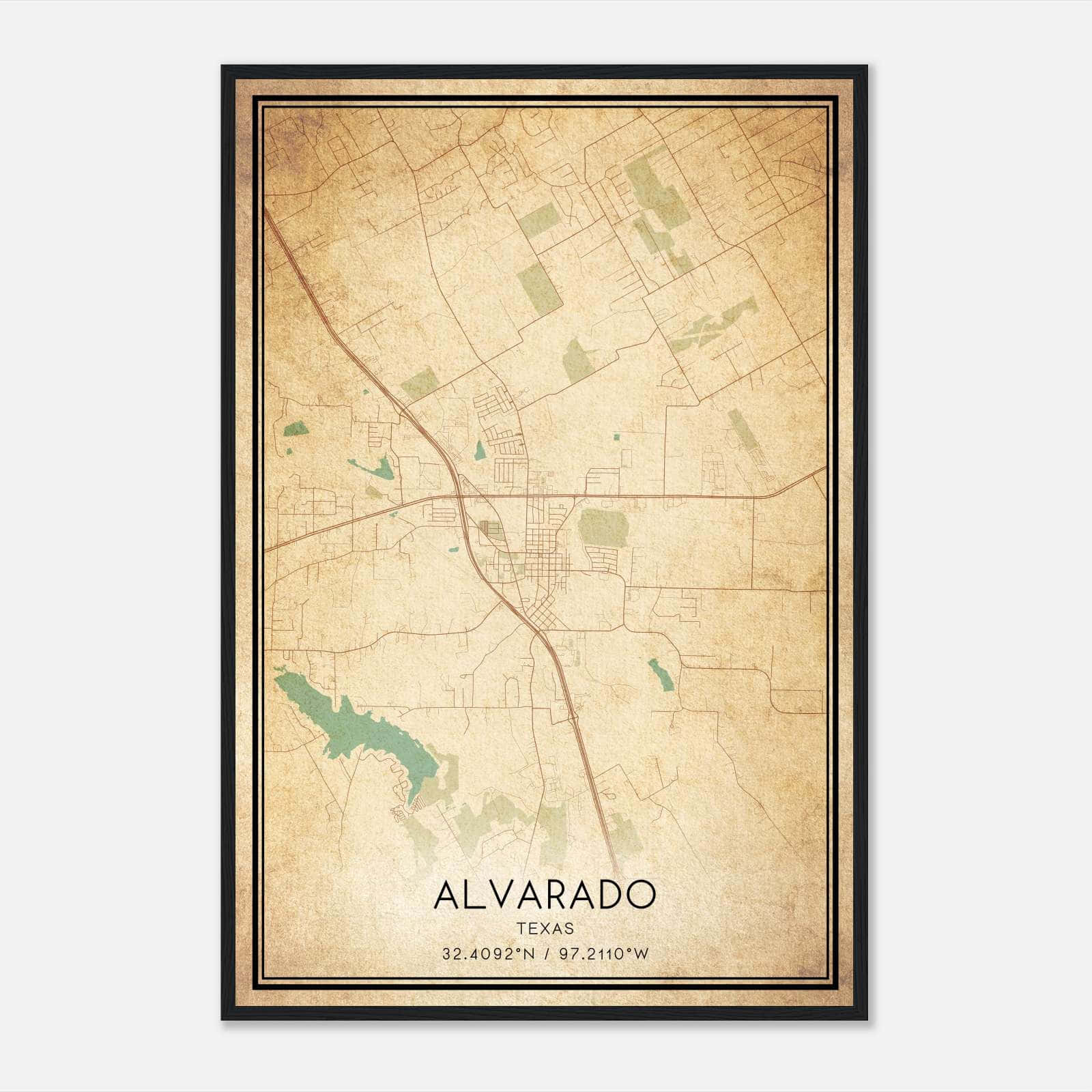 Vintage Alvarado Texas Map Poster - E19c7449531b633dfacd8df644290bda
