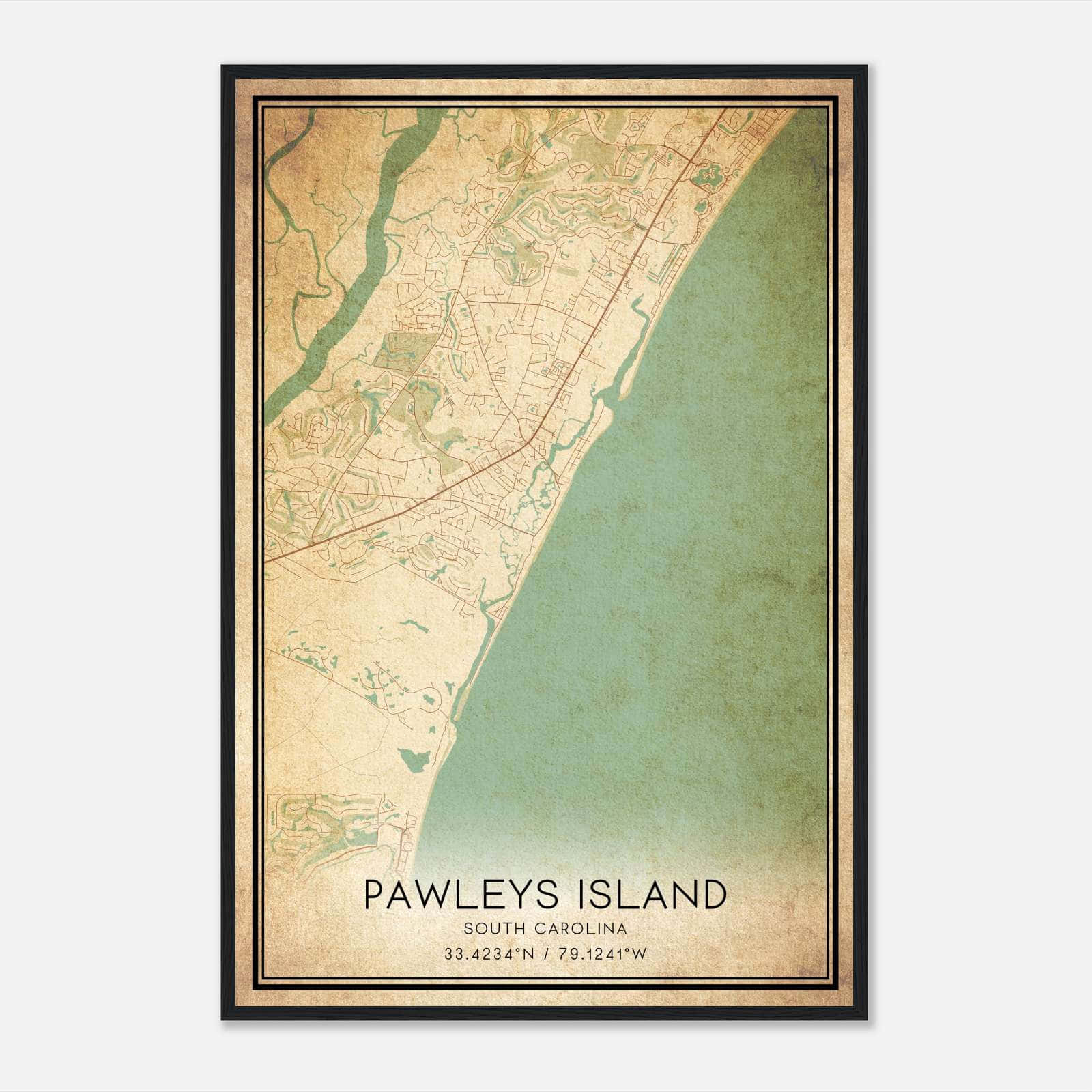 Vintage Pawleys Island South Carolina Map Poster, Pawleys Island SC City Road Wall Art Print Vintage Pawleys Island South Carolina Map Poster, Pawleys Island SC City Road Wall Art Print