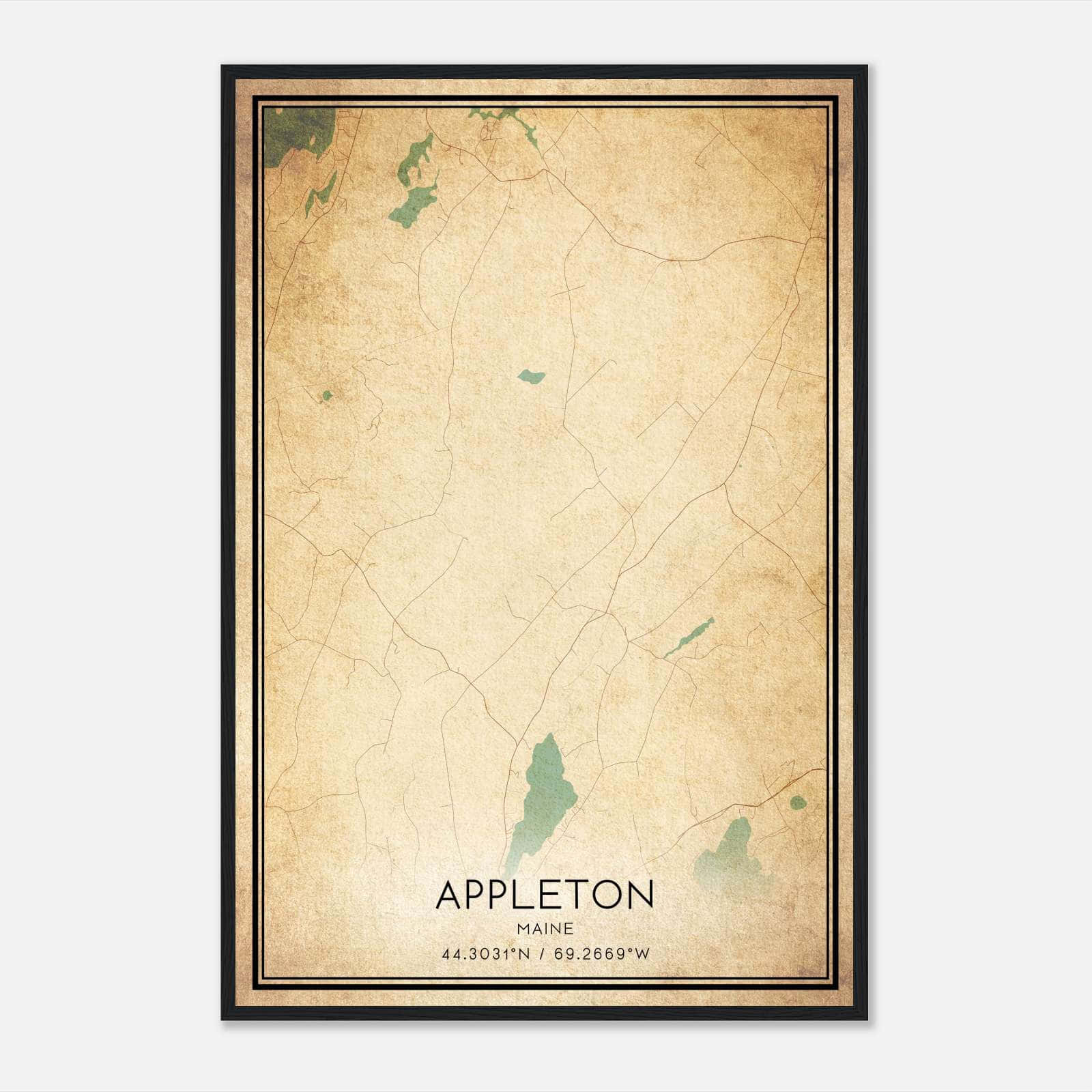 Vintage Appleton Maine Map Poster, Appleton ME City Road Wall Art Print Vintage Appleton Maine Map Poster, Appleton ME City Road Wall Art Print