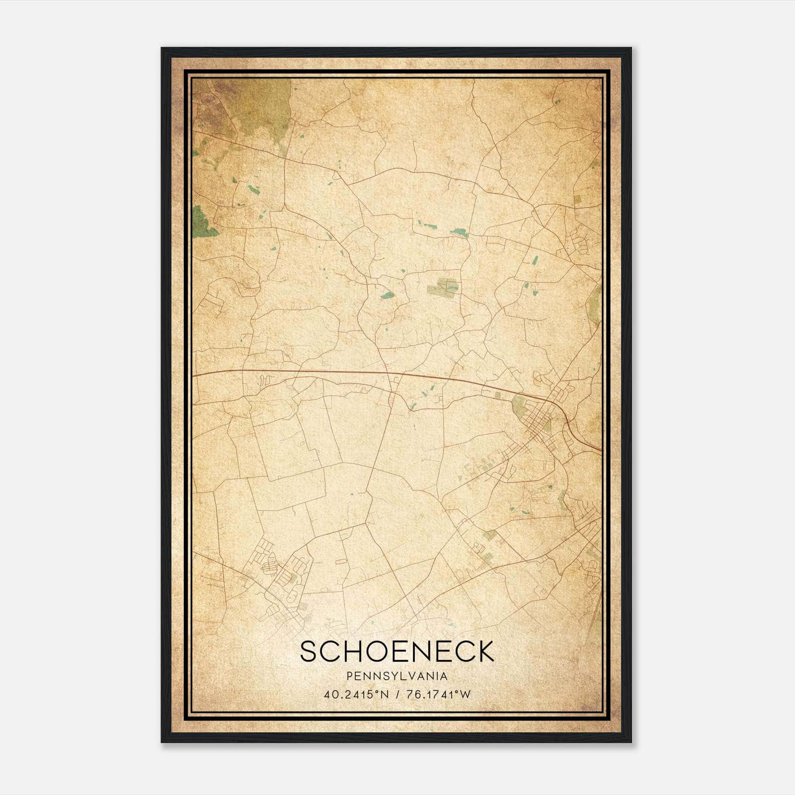 Vintage Schoeneck Pennsylvania Map Poster, Schoeneck PA City Road Wall Art Print Vintage Schoeneck Pennsylvania Map Poster, Schoeneck PA City Road Wall Art Print